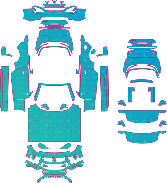 Maserati GranCabrio Trofeo v2 (From 2025) Convertible – pre-cut PPF pattern templates, instant digital download vector cut files (CDR, AI, PDF, SVG)