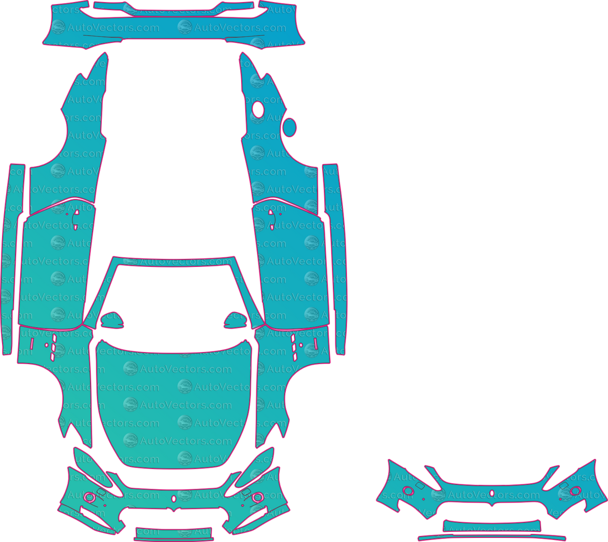 Maserati GranTurismo M145 Base (From 2010) Convertible – pre-cut PPF pattern templates, instant digital download vector cut files (CDR, AI, PDF, SVG)
