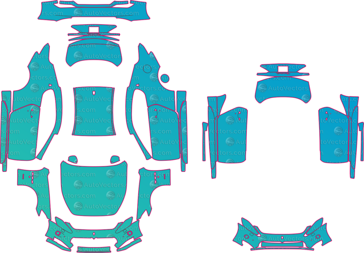 Maserati GranTurismo M145 S (From 2008) Coupe – pre-cut PPF pattern templates, instant digital download vector cut files (CDR, AI, PDF, SVG)