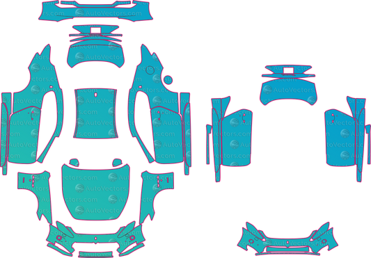 Maserati GranTurismo M145 S (From 2008) Coupe – pre-cut PPF pattern templates, instant digital download vector cut files (CDR, AI, PDF, SVG)
