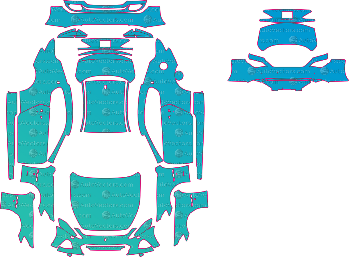 Maserati GranTurismo M145 Sport (From 2017) Coupe – pre-cut PPF pattern templates, instant digital download vector cut files (CDR, AI, PDF, SVG)