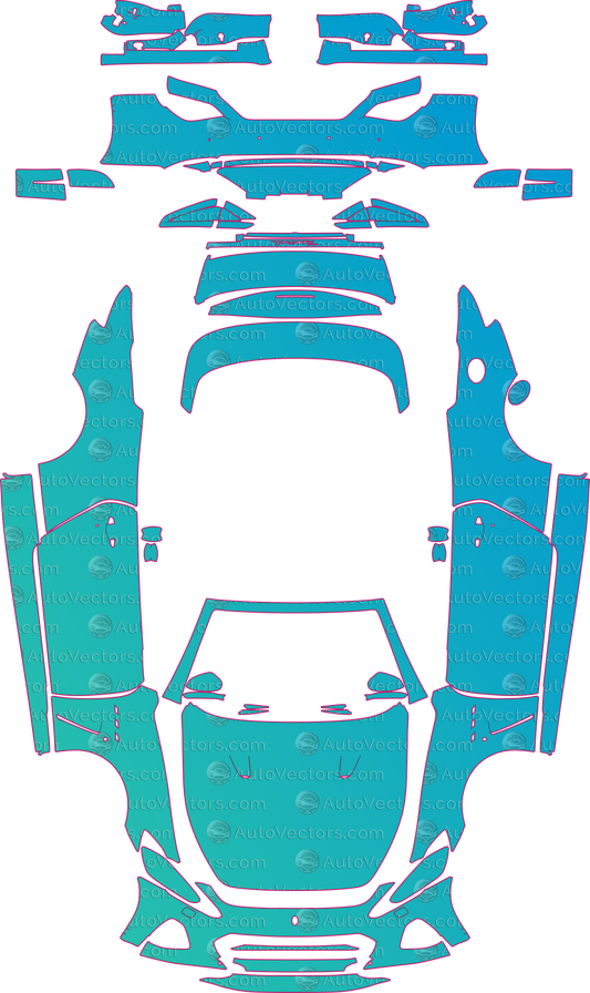 Maserati GranTurismo MC (From 2018) Convertible – pre-cut PPF pattern templates, instant digital download vector cut files (CDR, AI, PDF, SVG)