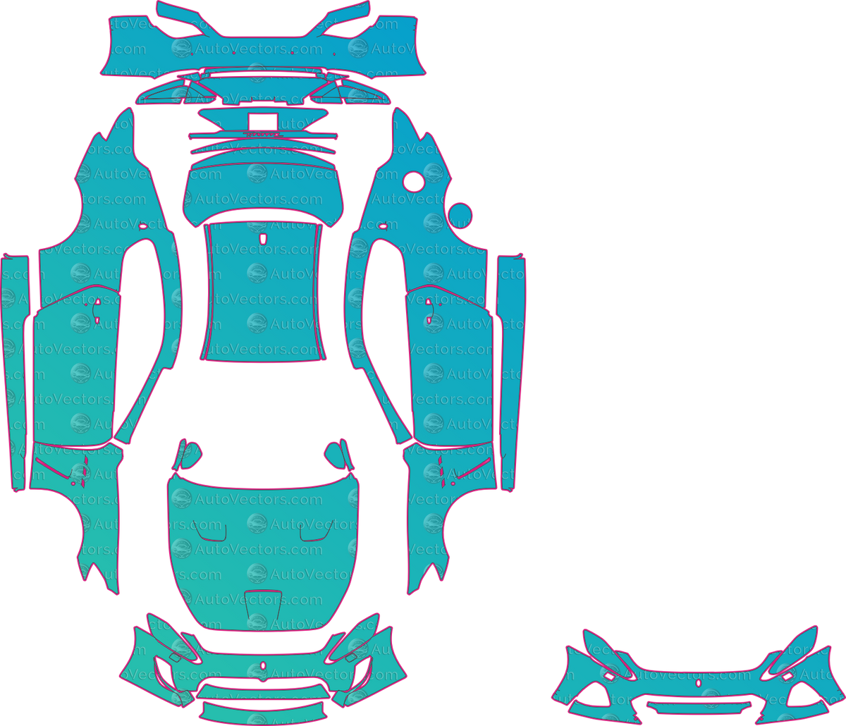 Maserati GranTurismo MC M145 (From 2017) Coupe – pre-cut PPF pattern templates, instant digital download vector cut files (CDR, AI, PDF, SVG)