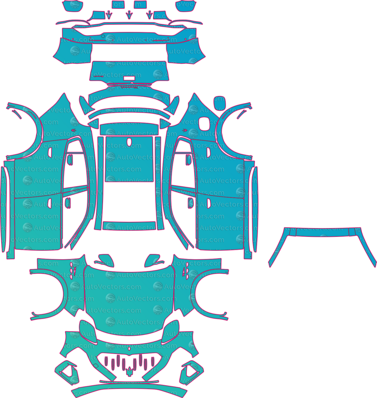 Maserati Grecale Folgore (From 2025) SUV – pre-cut PPF pattern templates, instant digital download vector cut files (CDR, AI, PDF, SVG)