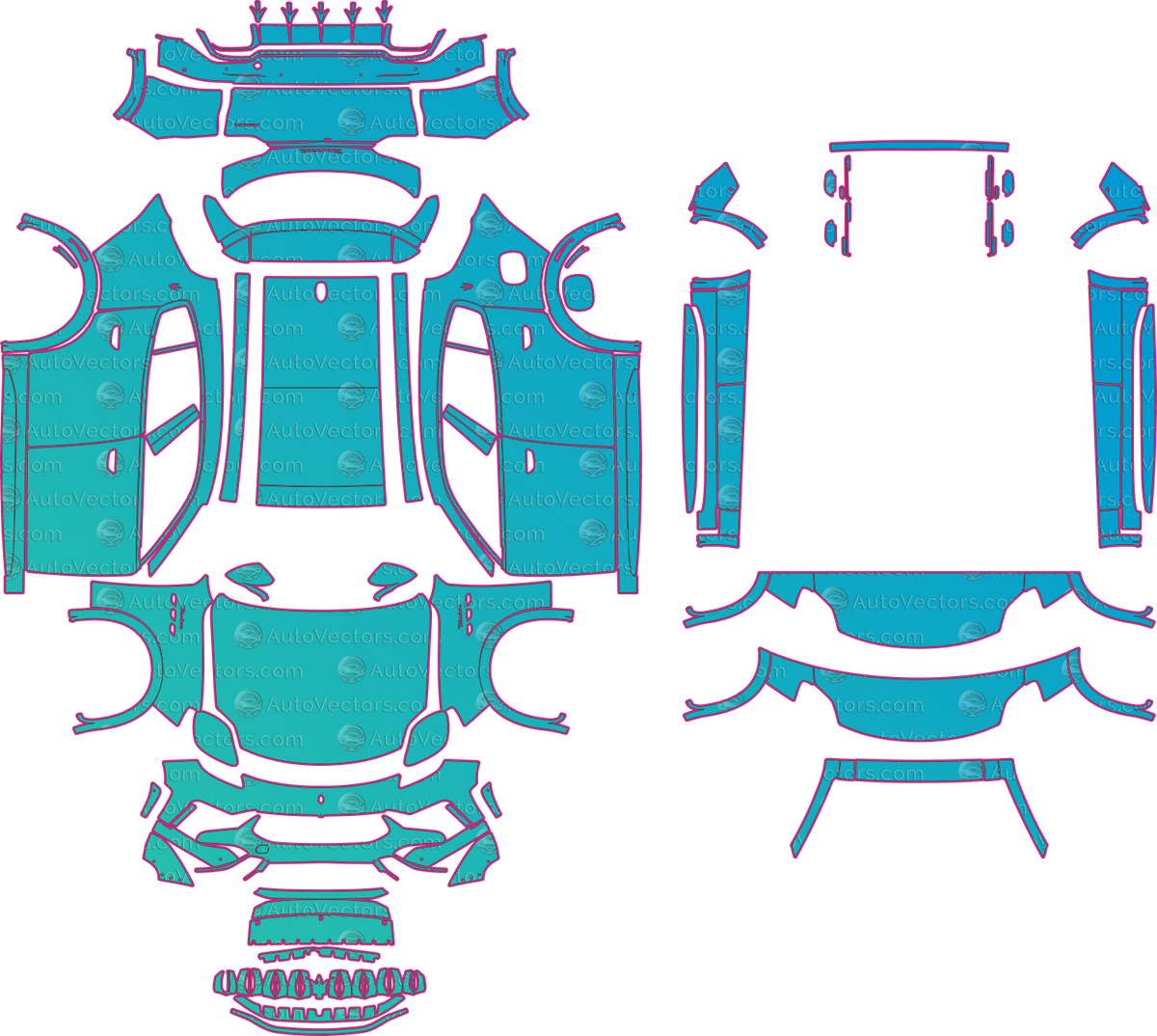 Maserati Grecale Modena v3 (From 2023) SUV – pre-cut PPF pattern templates, instant digital download vector cut files (CDR, AI, PDF, SVG)