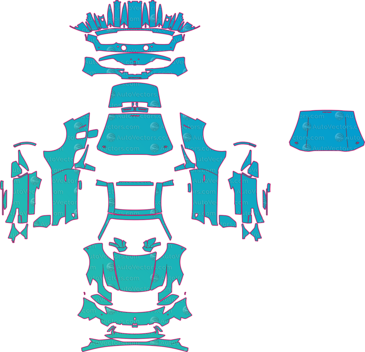 Maserati MC20 Cielo (From 2024) Convertible – pre-cut PPF pattern templates, instant digital download vector cut files (CDR, AI, PDF, SVG)