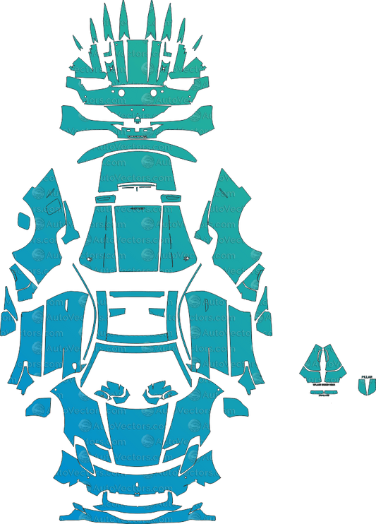 Maserati MC20 Cielo (From 2022) Convertible pre-cut PPF vector template download