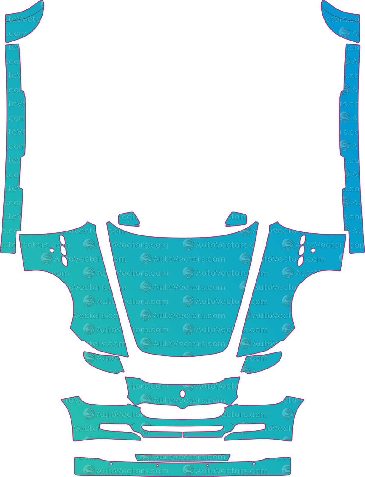 Maserati Quattroporte M139 Base (From 2009) Sedan – pre-cut PPF pattern templates, instant digital download vector cut files (CDR, AI, PDF, SVG)