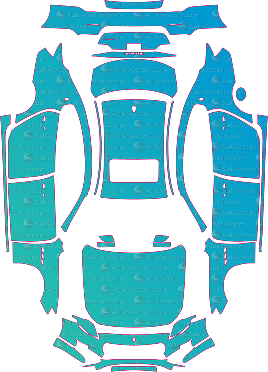 Maserati Quattroporte M156 Base (From 2016) Sedan – pre-cut PPF pattern templates, instant digital download vector cut files (CDR, AI, PDF, SVG)