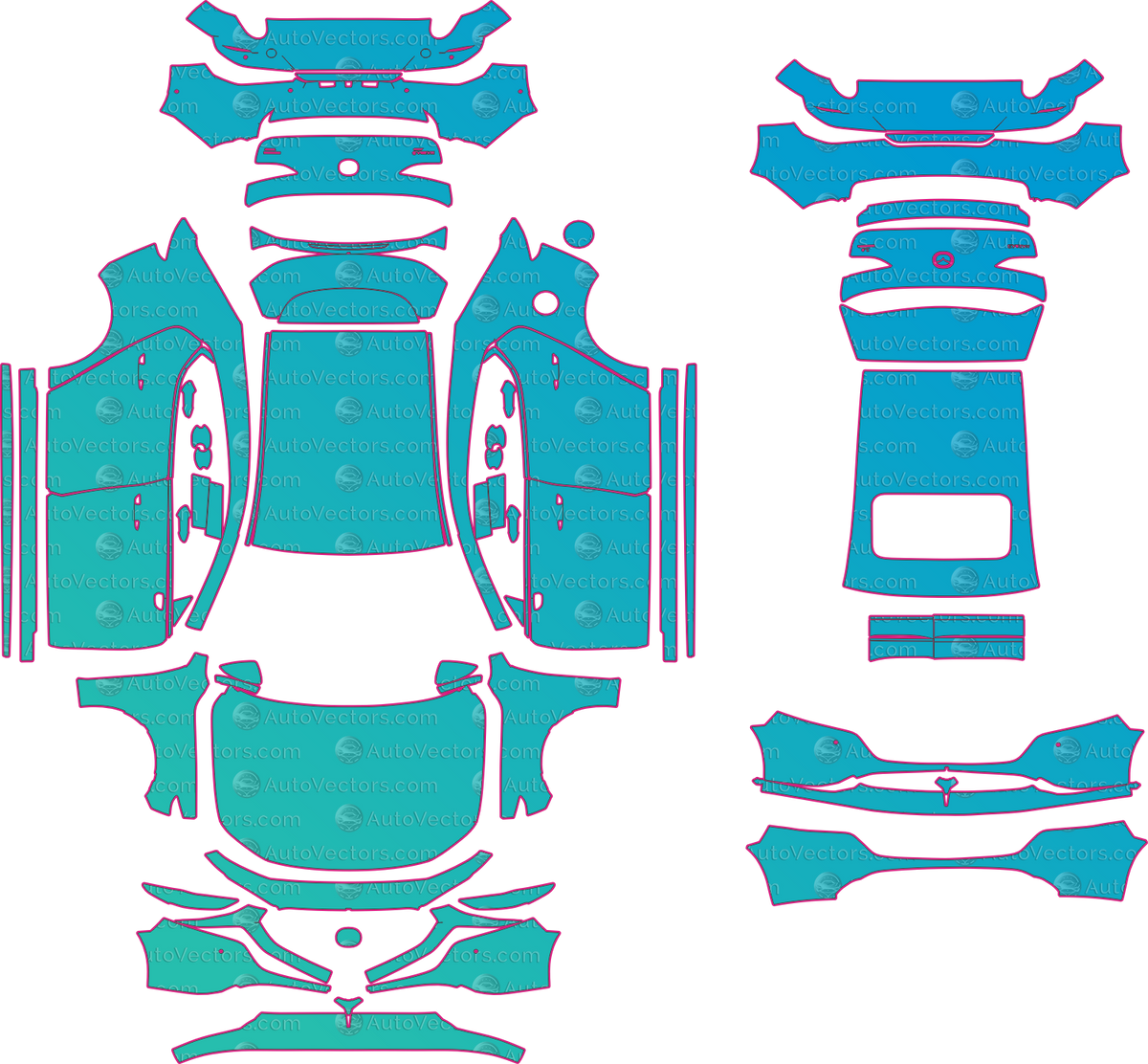 Mazda 3 Premium Plus (From 2021) Hatchback – pre-cut PPF pattern templates, instant digital download vector cut files (CDR, AI, PDF, SVG)