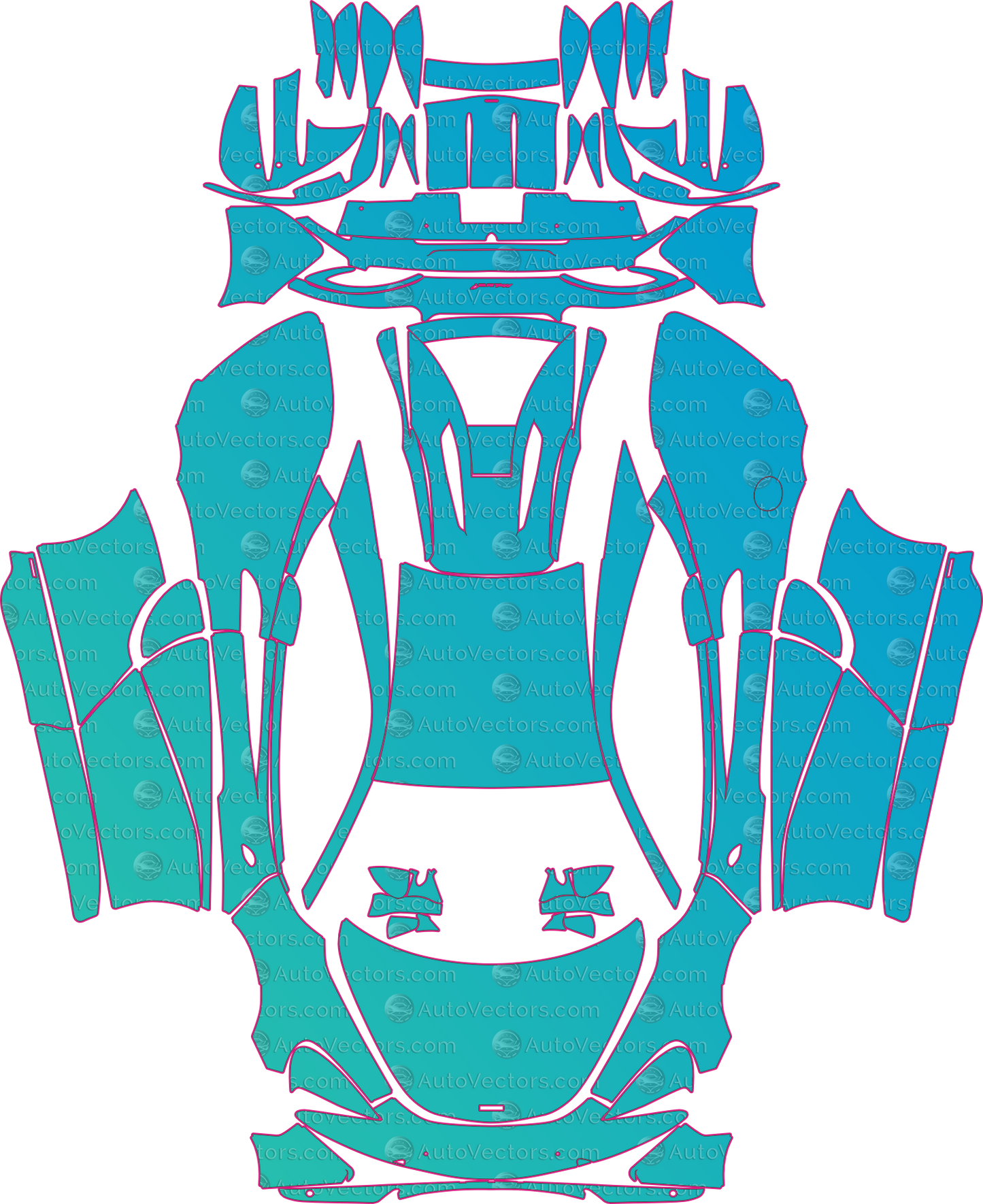 McLaren 540C P13 (From 2015) Coupe – pre-cut PPF pattern templates, instant digital download vector cut files (CDR, AI, PDF, SVG)