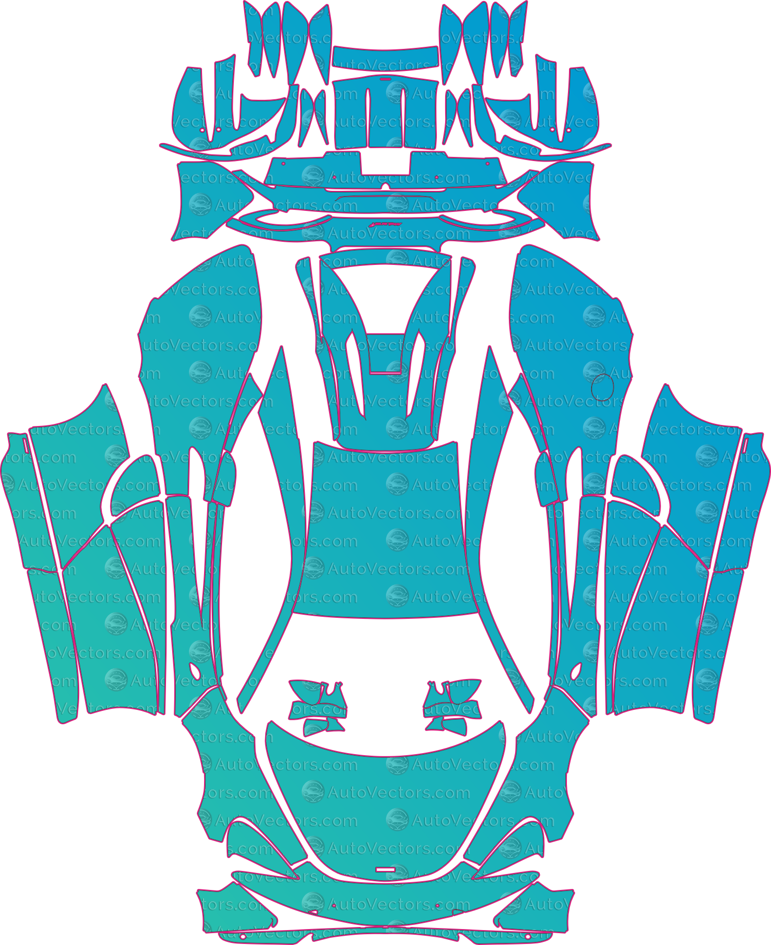 McLaren 540C P13 (From 2015) Coupe – pre-cut PPF pattern templates, instant digital download vector cut files (CDR, AI, PDF, SVG)