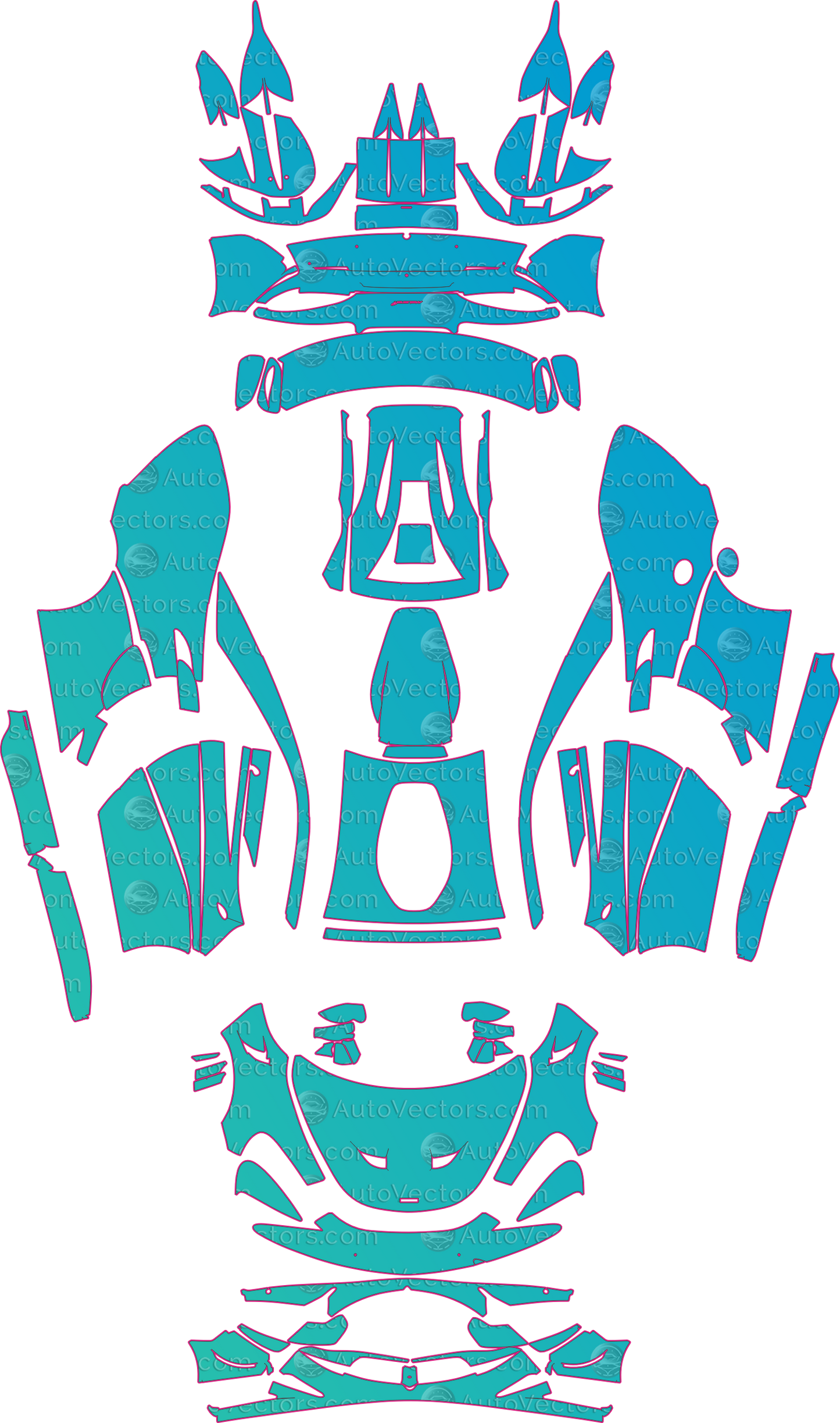 McLaren 620R (From 2020) Coupe – pre-cut PPF pattern templates, instant digital download vector cut files (CDR, AI, PDF, SVG)