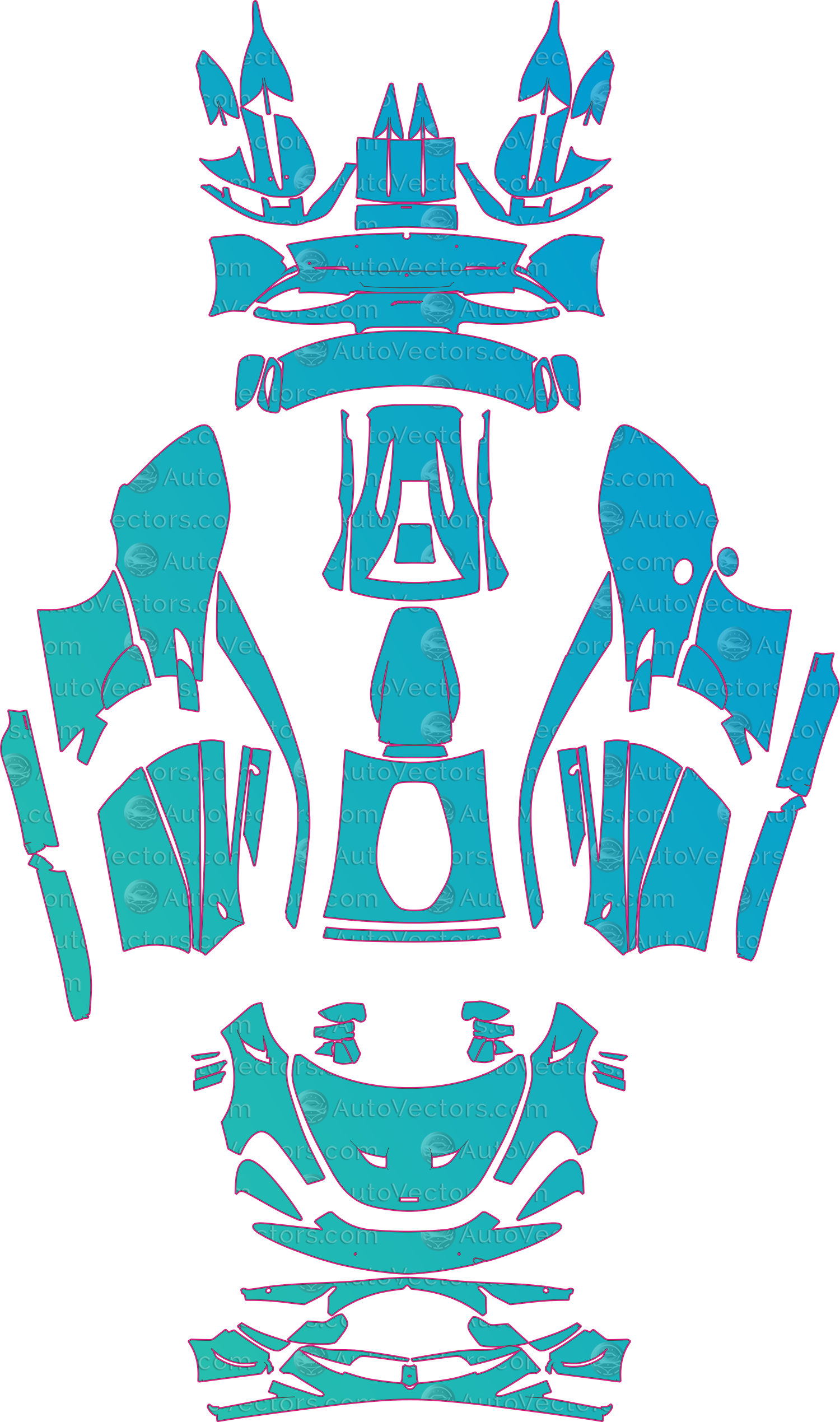 McLaren 620R (From 2020) Coupe – pre-cut PPF pattern templates, instant digital download vector cut files (CDR, AI, PDF, SVG)