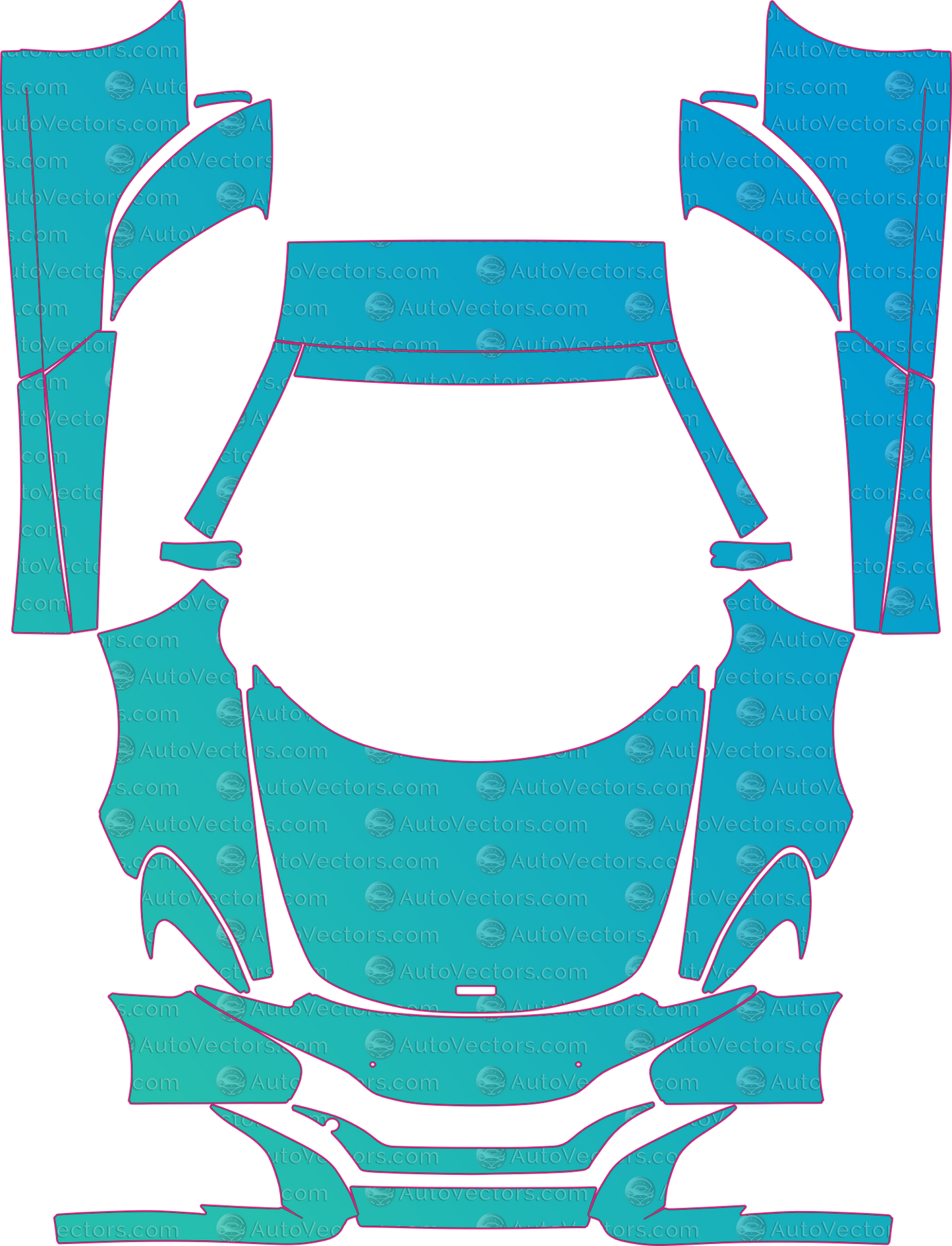McLaren 625C Coupe-spider (From 2014) coupe – pre-cut PPF pattern templates, instant digital download vector cut files (CDR, AI, PDF, SVG)