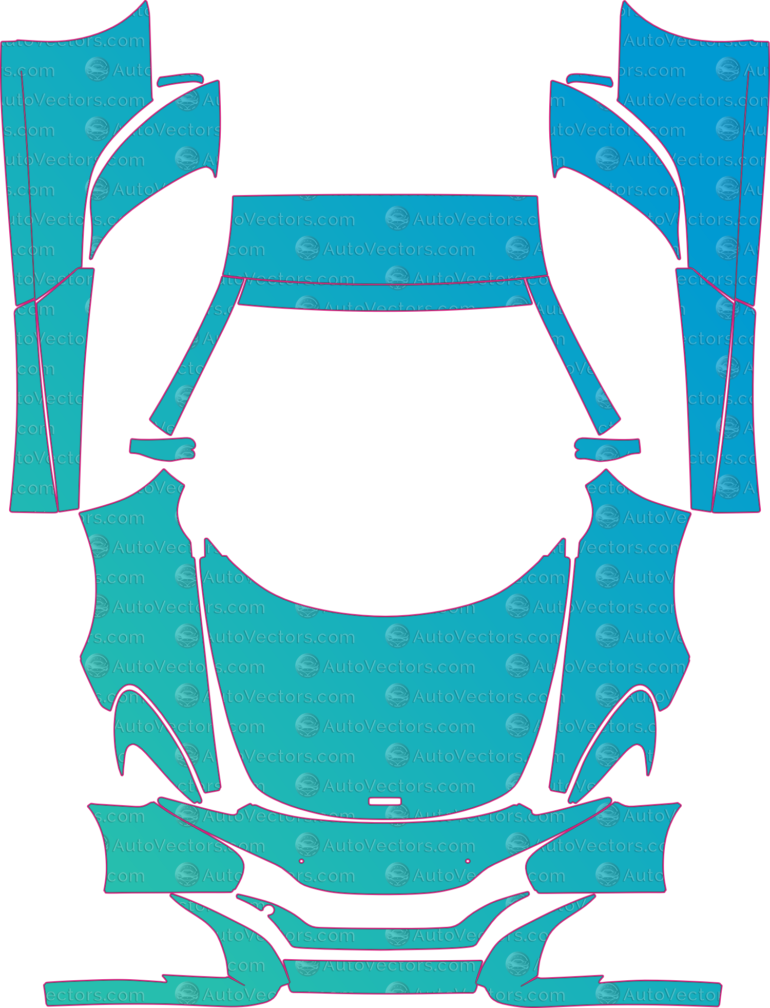 McLaren 625C Coupe-spider (From 2014) coupe – pre-cut PPF pattern templates, instant digital download vector cut files (CDR, AI, PDF, SVG)
