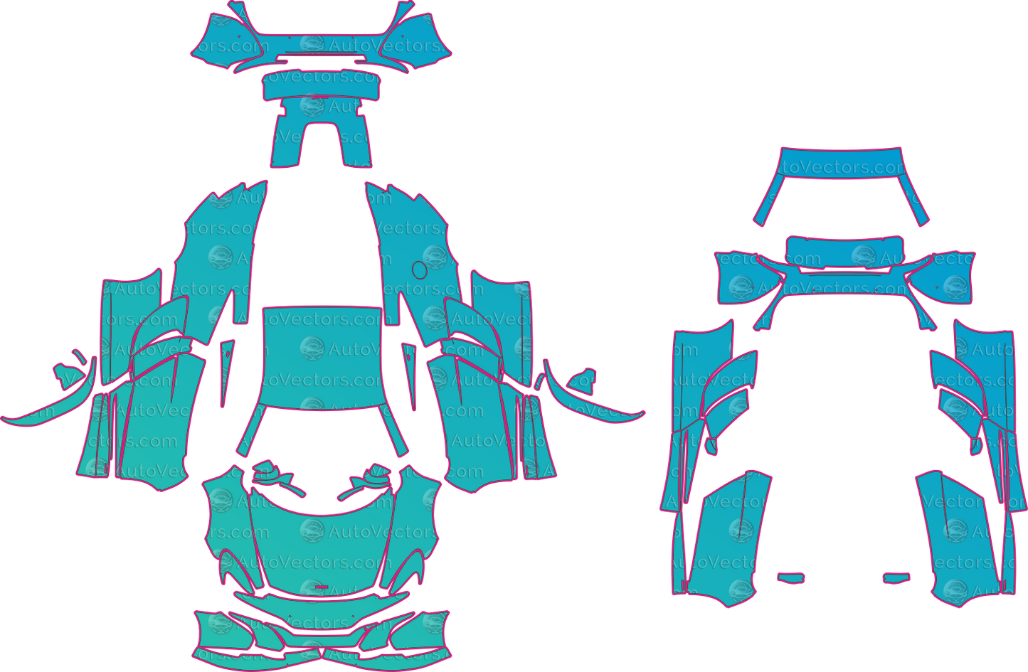 McLaren 650S (From 2014) Coupe – pre-cut PPF pattern templates, instant digital download vector cut files (CDR, AI, PDF, SVG)