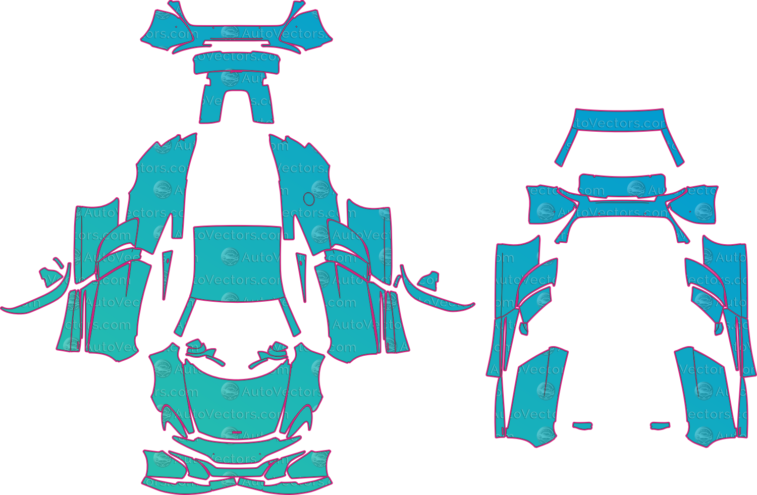 McLaren 650S (From 2014) Coupe – pre-cut PPF pattern templates, instant digital download vector cut files (CDR, AI, PDF, SVG)