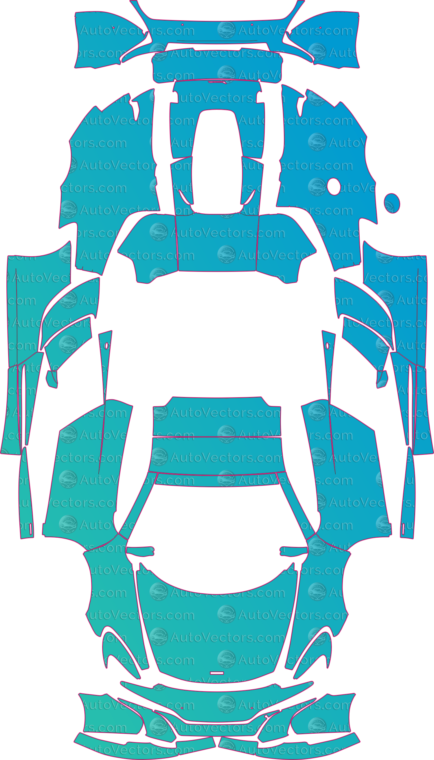 McLaren 650S (From 2014) Spider – pre-cut PPF pattern templates, instant digital download vector cut files (CDR, AI, PDF, SVG)