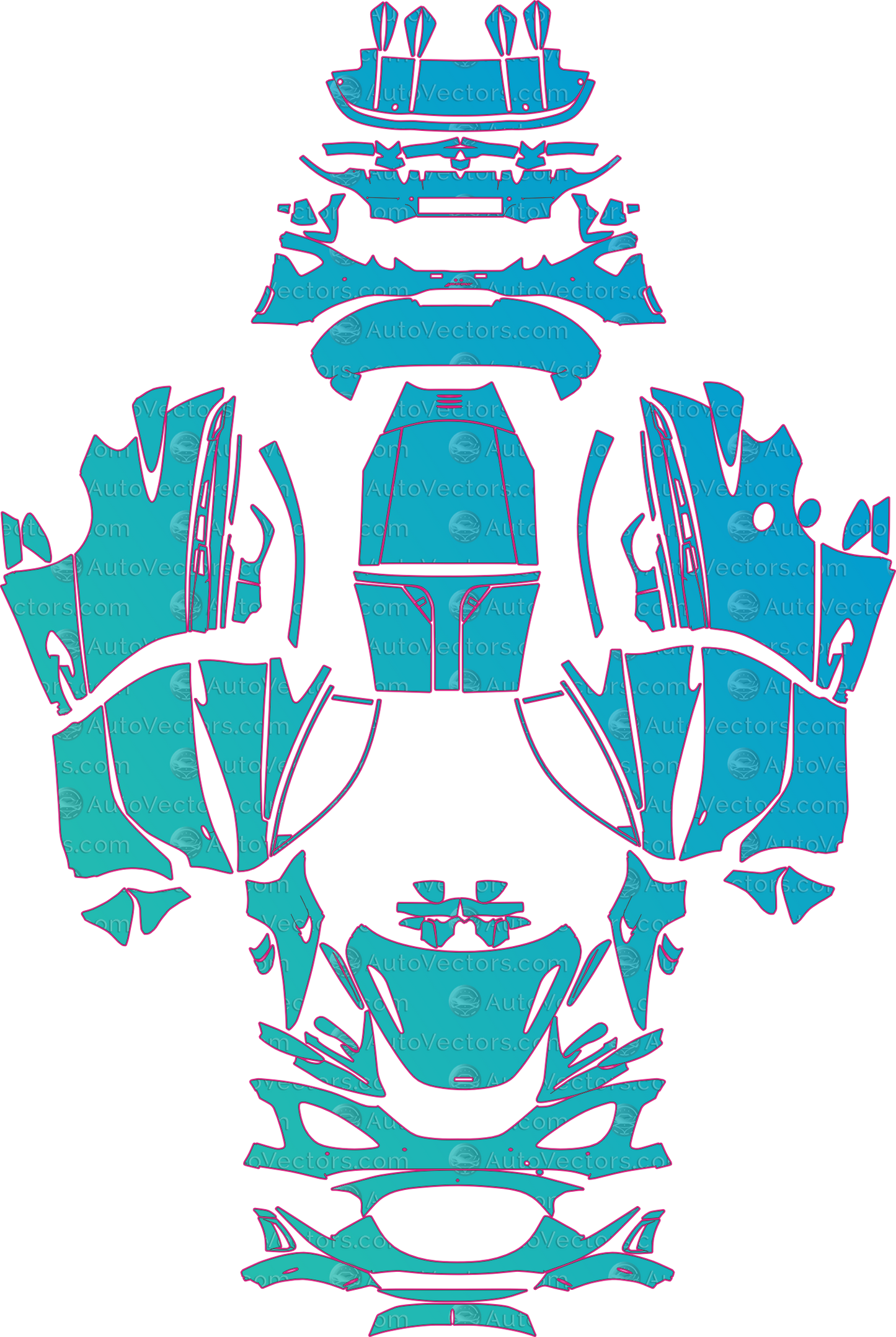 McLaren 750S (From 2024) Coupe – pre-cut PPF pattern templates, instant digital download vector cut files (CDR, AI, PDF, SVG)