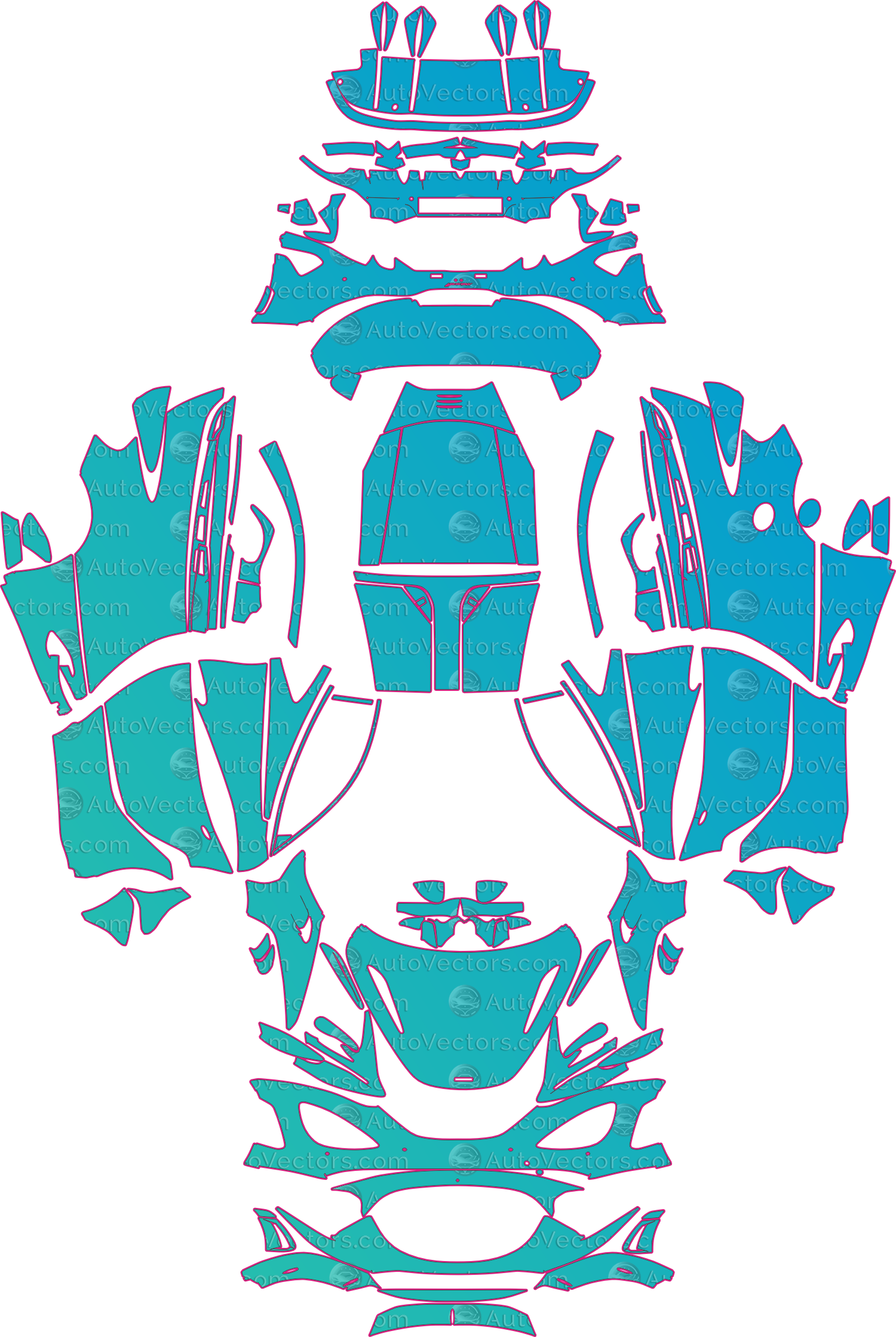 McLaren 750S (From 2024) Coupe – pre-cut PPF pattern templates, instant digital download vector cut files (CDR, AI, PDF, SVG)