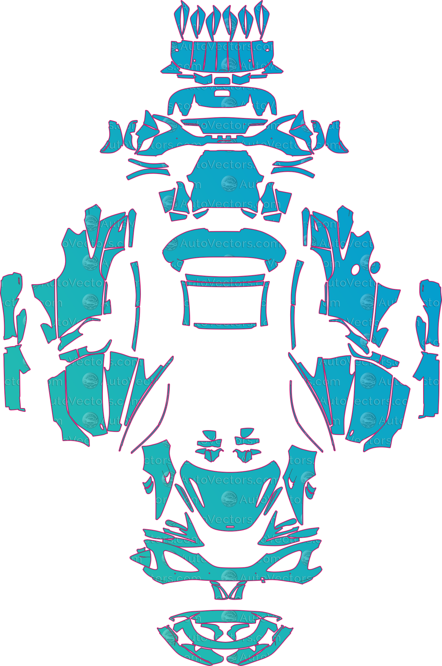 McLaren 765LT Spyder (From 2021) – pre-cut PPF pattern templates, instant digital download vector cut files (CDR, AI, PDF, SVG)