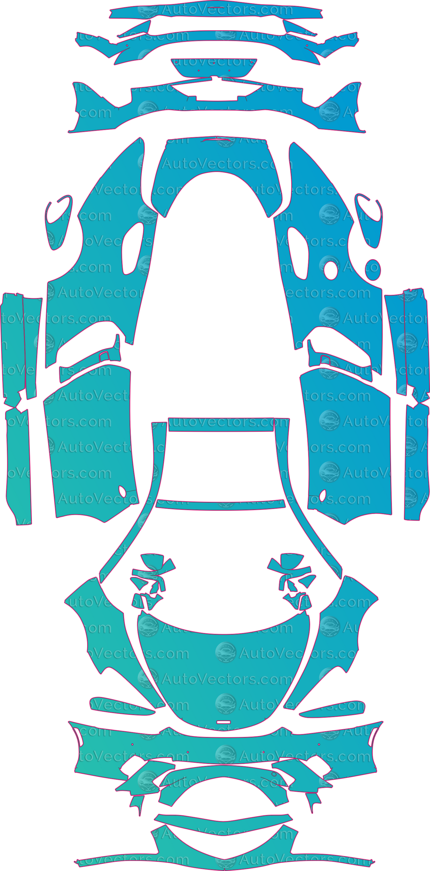 McLaren GT (From 2019) Coupe – pre-cut PPF pattern templates, instant digital download vector cut files (CDR, AI, PDF, SVG)