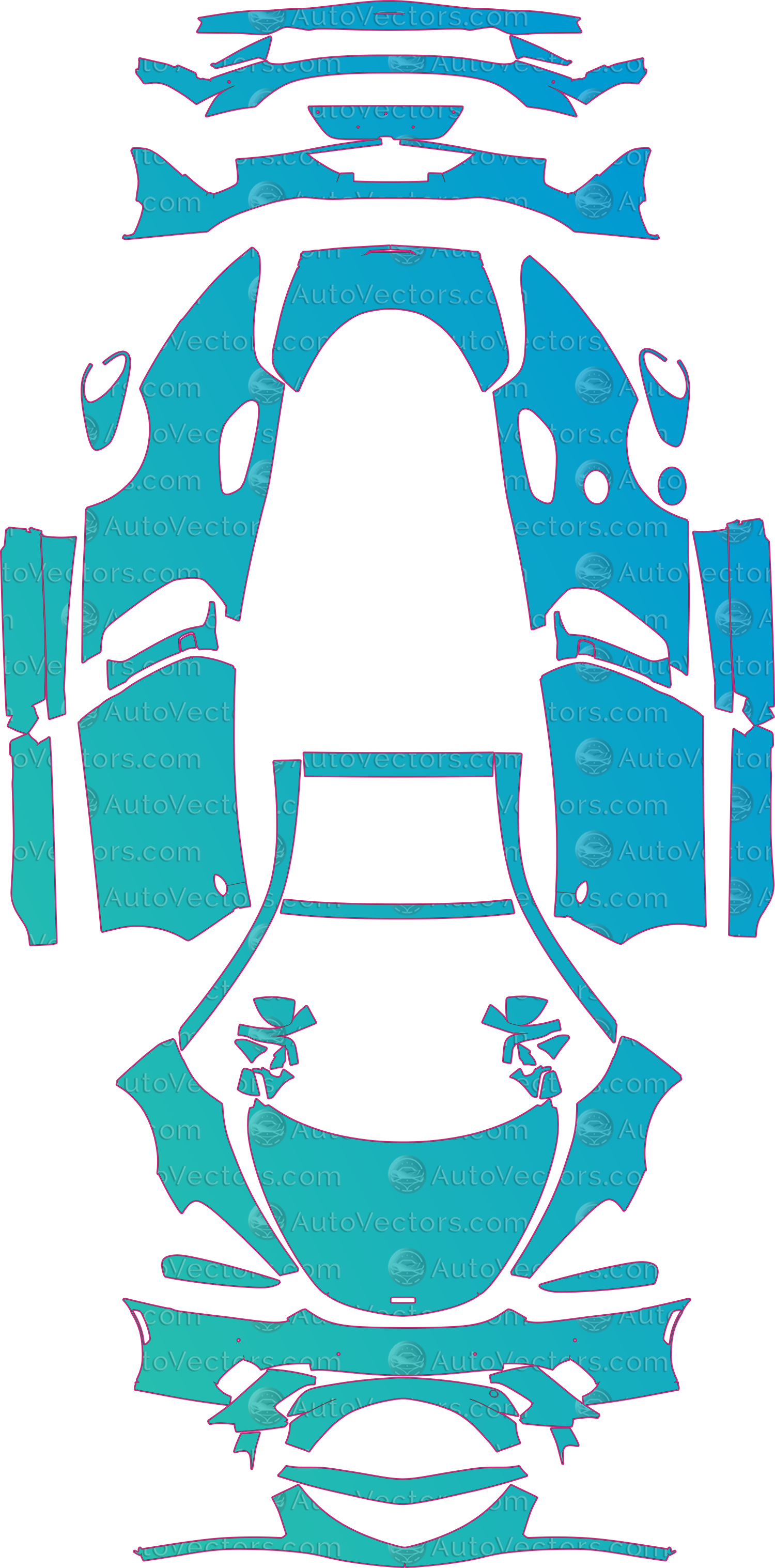 McLaren GT (From 2019) Coupe – pre-cut PPF pattern templates, instant digital download vector cut files (CDR, AI, PDF, SVG)