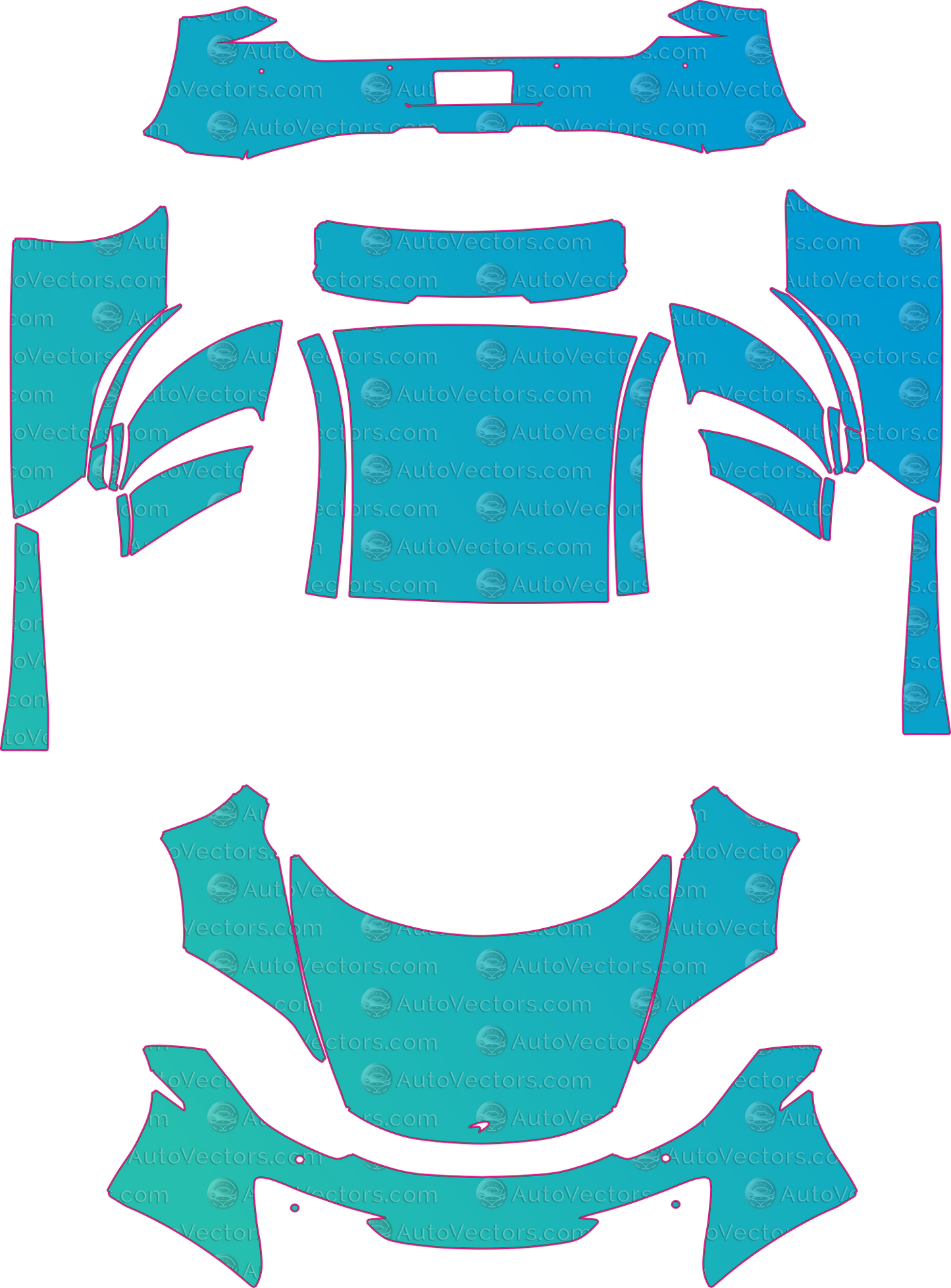 McLaren MP4-12C (From 2013) Coupe – pre-cut PPF pattern templates, instant digital download vector cut files (CDR, AI, PDF, SVG)