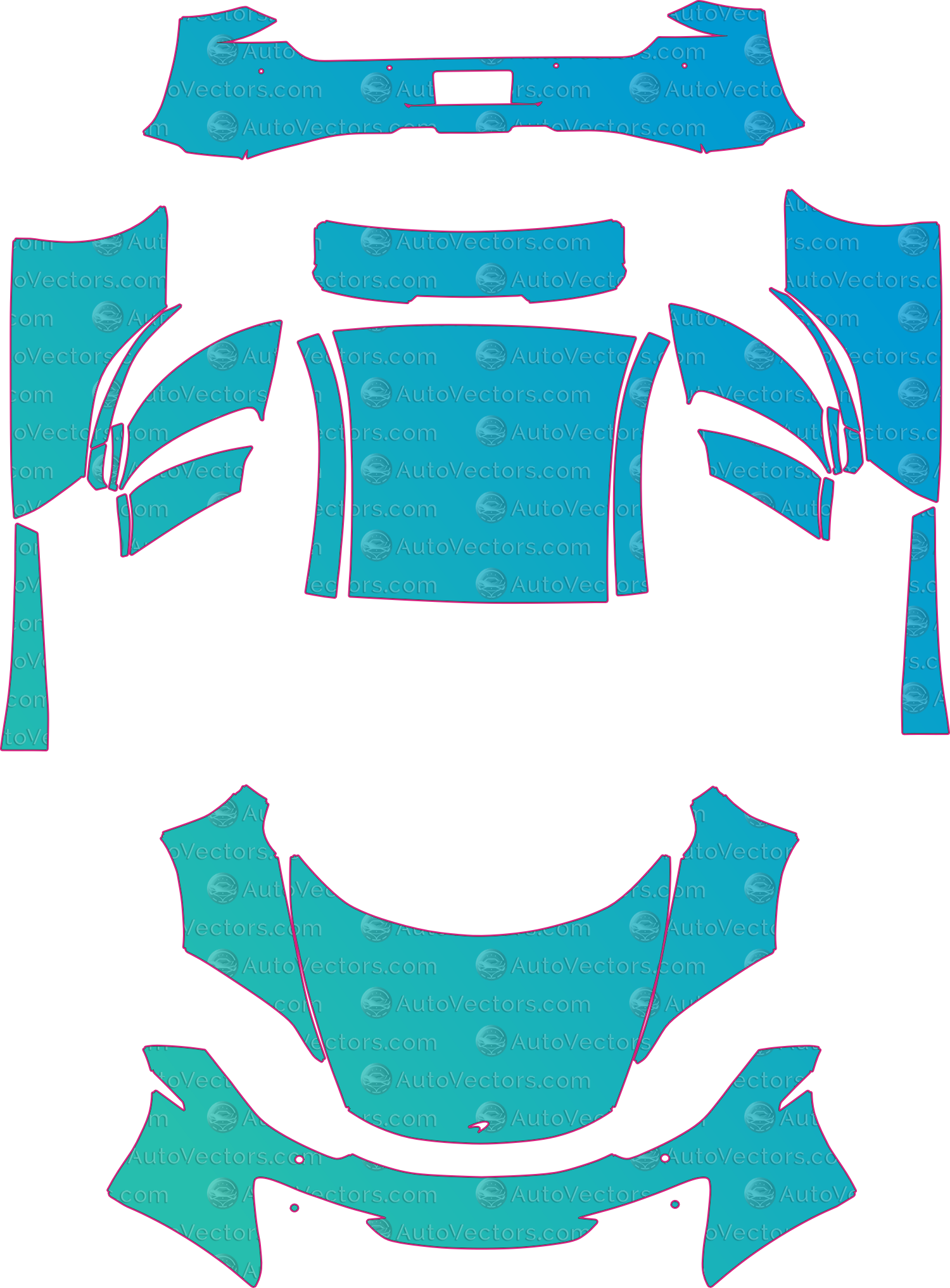 McLaren MP4-12C (From 2013) Coupe – pre-cut PPF pattern templates, instant digital download vector cut files (CDR, AI, PDF, SVG)