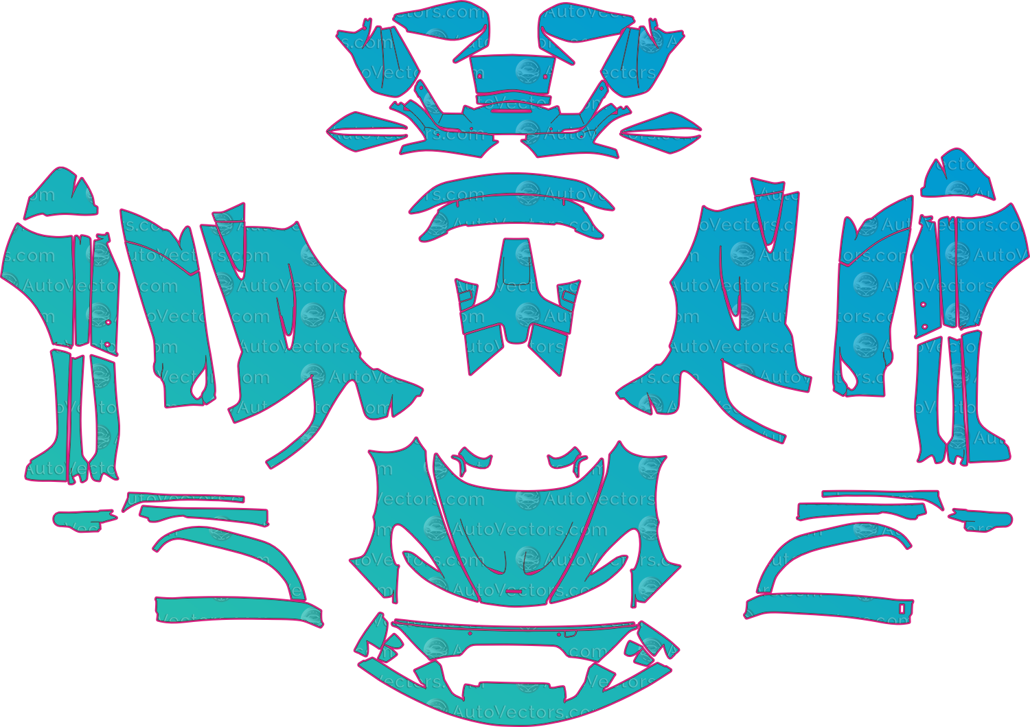 McLaren P1 Base (From 2014) Coupe – pre-cut PPF pattern templates, instant digital download vector cut files (CDR, AI, PDF, SVG)