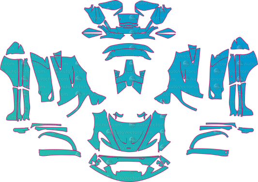 McLaren P1 Base (From 2014) Coupe – pre-cut PPF pattern templates, instant digital download vector cut files (CDR, AI, PDF, SVG)