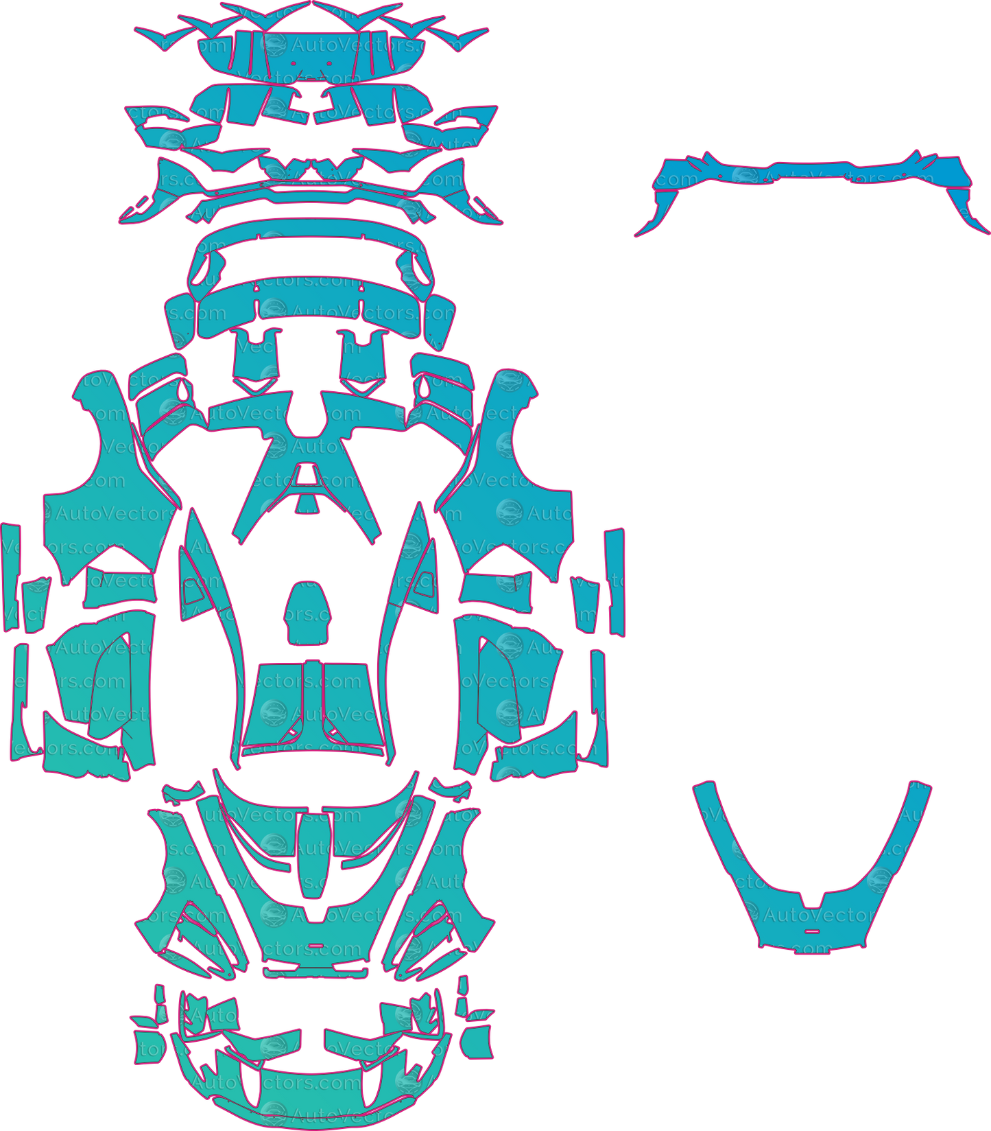 McLaren Senna Base (From 2018) Coupe – pre-cut PPF pattern templates, instant digital download vector cut files (CDR, AI, PDF, SVG)
