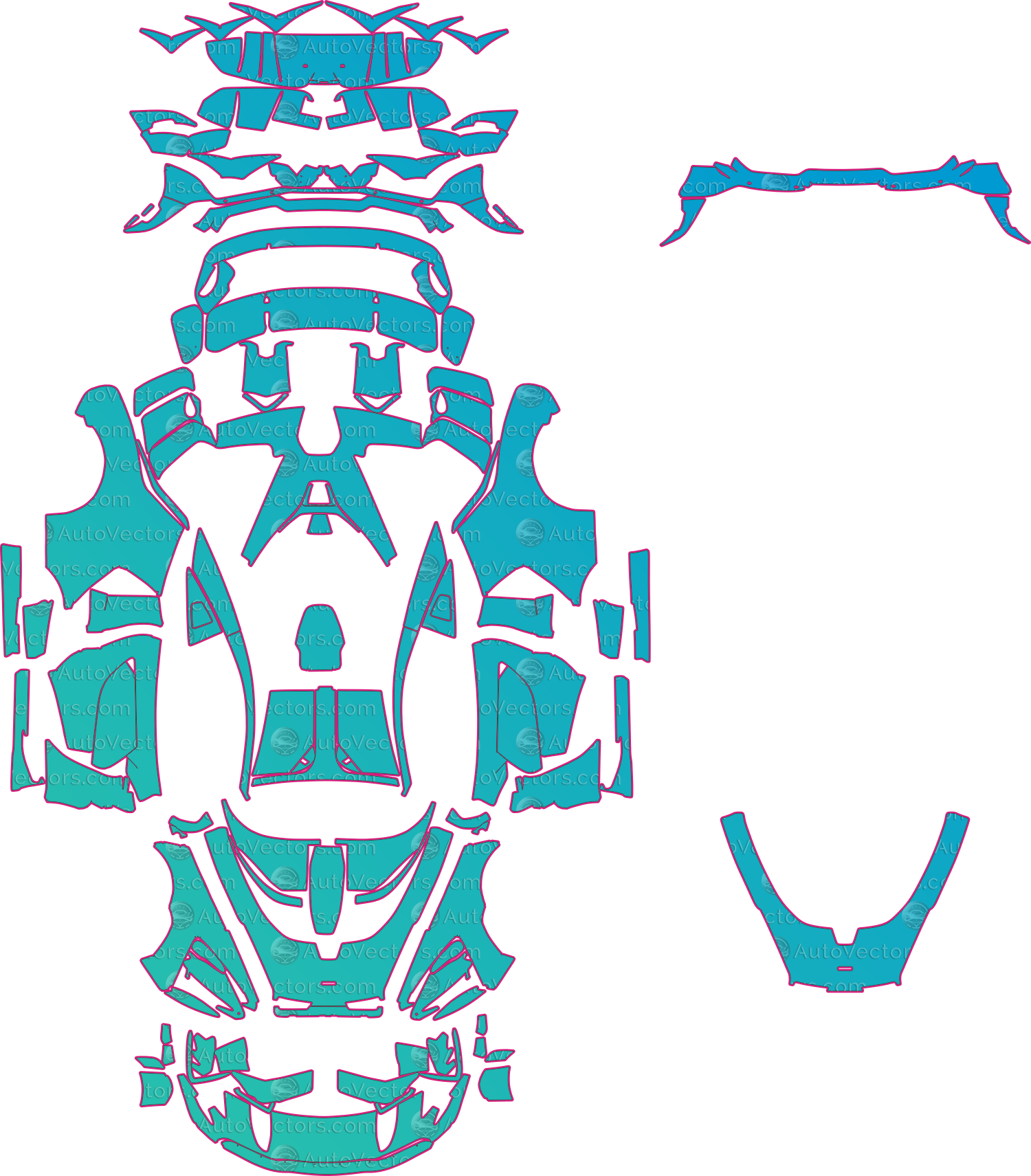 McLaren Senna Base (From 2018) Coupe – pre-cut PPF pattern templates, instant digital download vector cut files (CDR, AI, PDF, SVG)