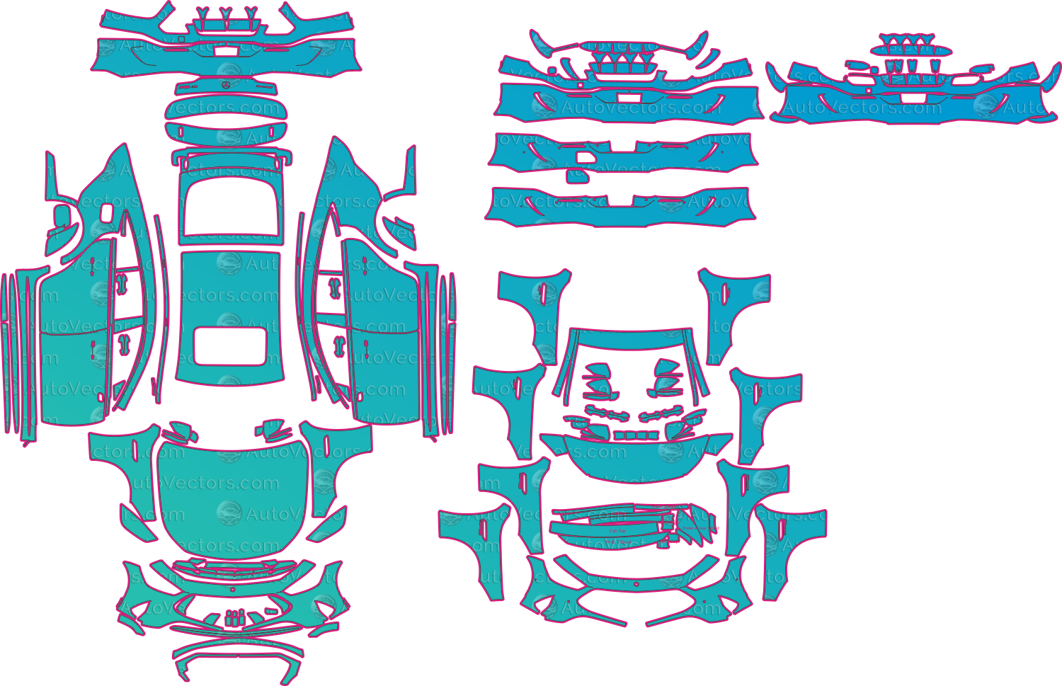 Mercedes-AMG GT X290 Facelift (From 2023) Coupe Pre-Cut PPF Pattern Templates – pre-cut PPF pattern templates, digital download vector files (CDR, AI, PDF, DXF, SVG)