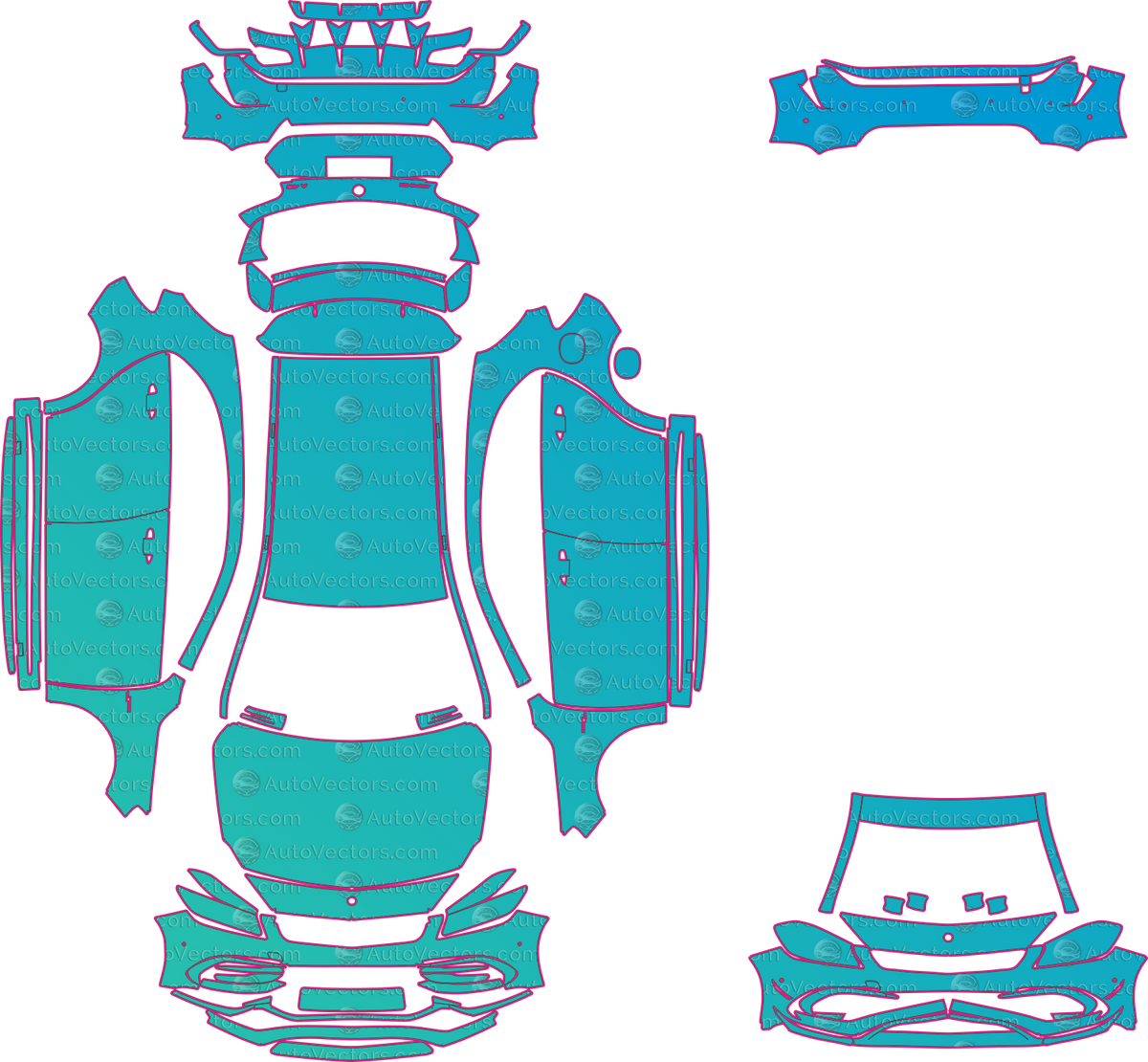 Mercedes-Benz A-Class A45 AMG (From 2015) Hatchback pre-cut PPF pattern layout