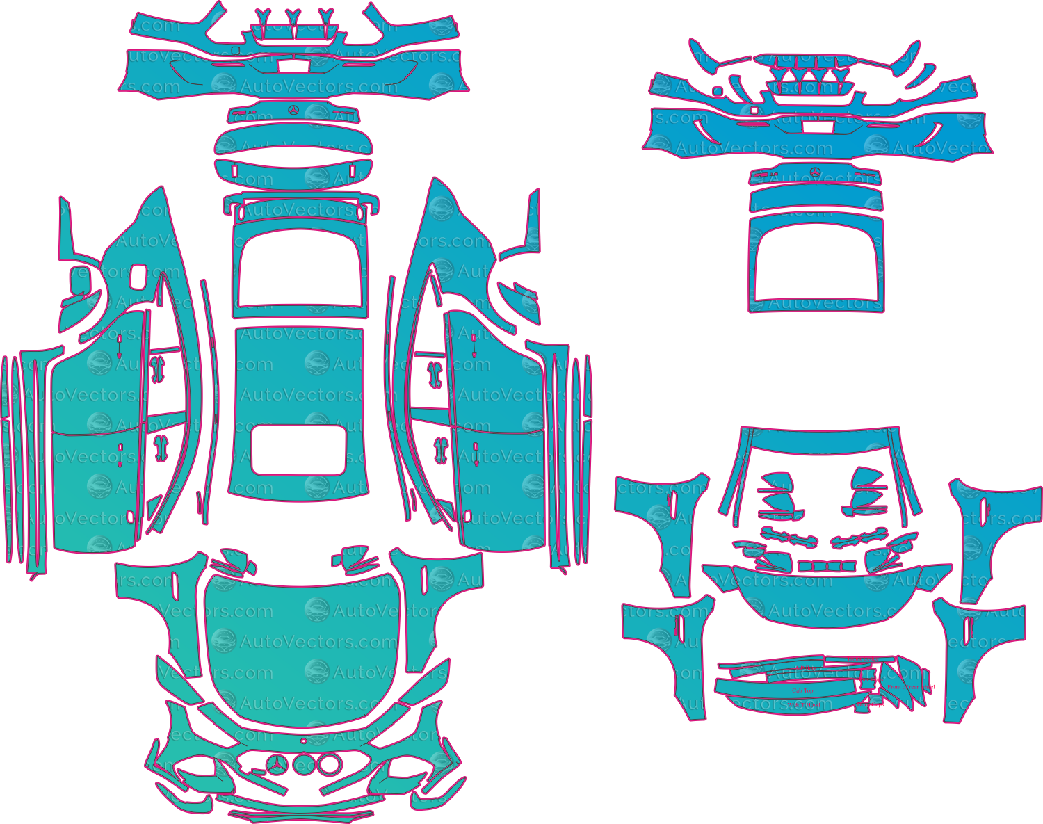 Mercedes-Benz AMG GT 63 S 4-Door LCI (From 2023) Coupe Pre-Cut PPF Pattern Templates – pre-cut PPF pattern templates, digital download vector files (CDR, AI, PDF, DXF, SVG)