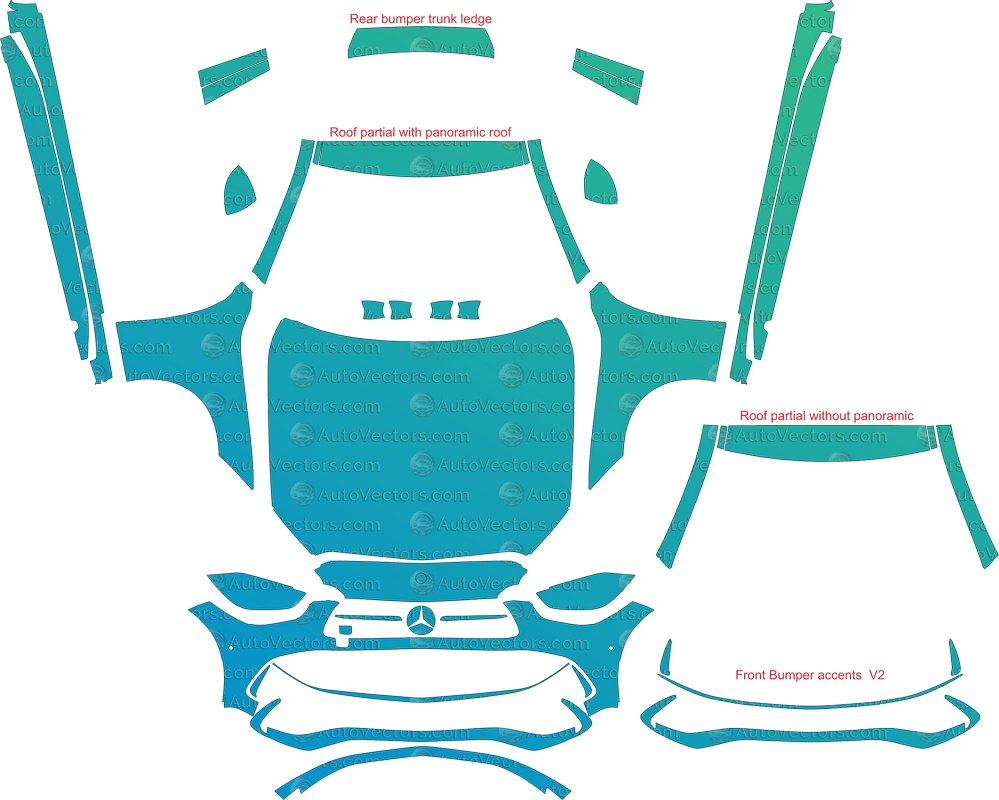 Mercedes - Benz C - Class AMG Line W206 (From 2022) Limousine pre-cut PPF vector template download