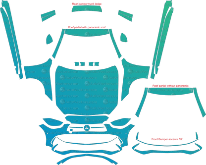 Mercedes - Benz C - Class AMG Line W206 (From 2022) Limousine pre-cut PPF vector template download
