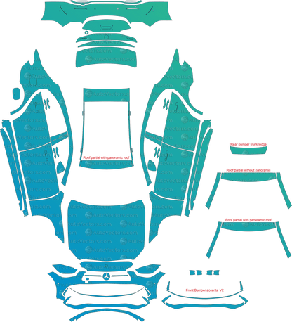 Mercedes - Benz C - Class AMG Line W206 (From 2022) Limousine pre-cut PPF vector template download