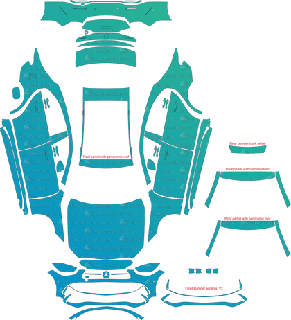 Mercedes-Benz C-Class AMG Line W206 (From 2022) Limousine Pre-Cut PPF Pattern Templates