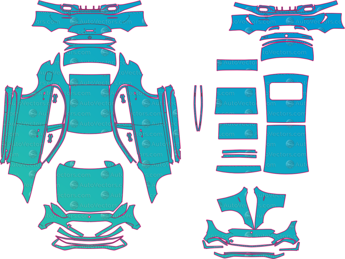 Mercedes-Benz C-Class C43 (From 2023) Sedan pre-cut PPF pattern layout