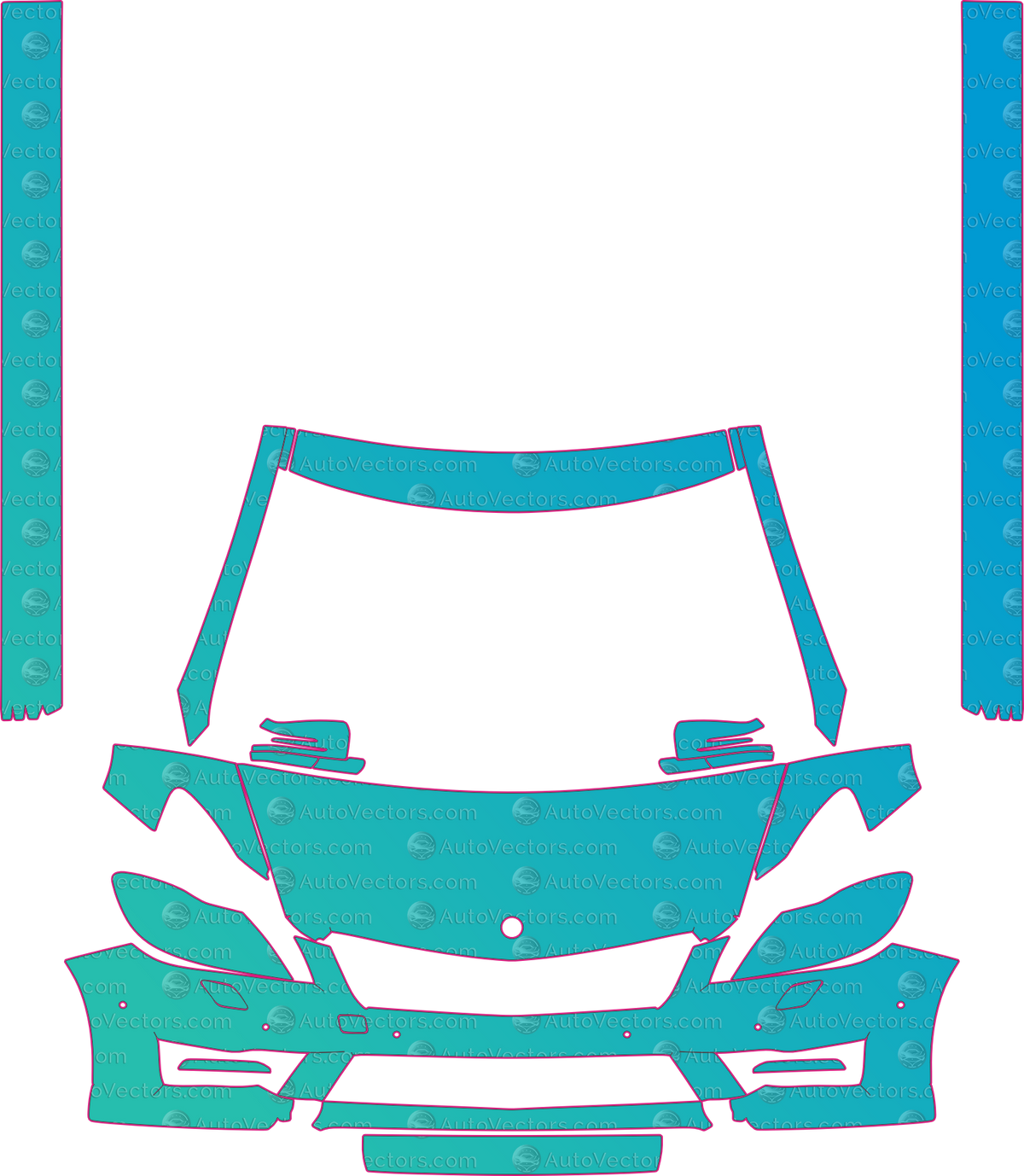 Mercedes-Benz CL Class 65 AMG-63 AMG (From 2012) Coupe pre-cut PPF pattern layout