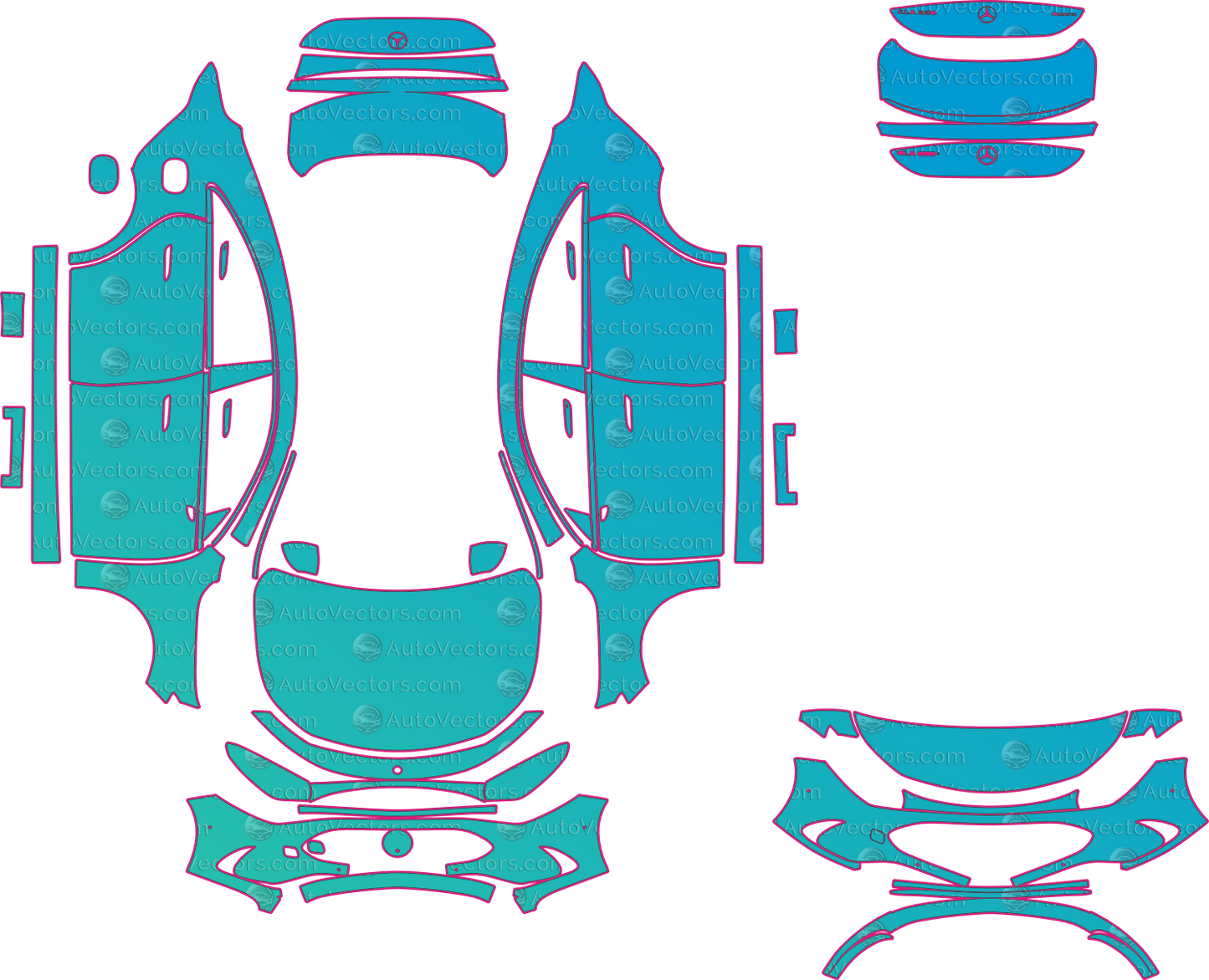 Mercedes-Benz CLA Base (From 2026) Sedan – pre-cut PPF pattern templates, instant digital download vector cut files (CDR, AI, PDF, SVG)