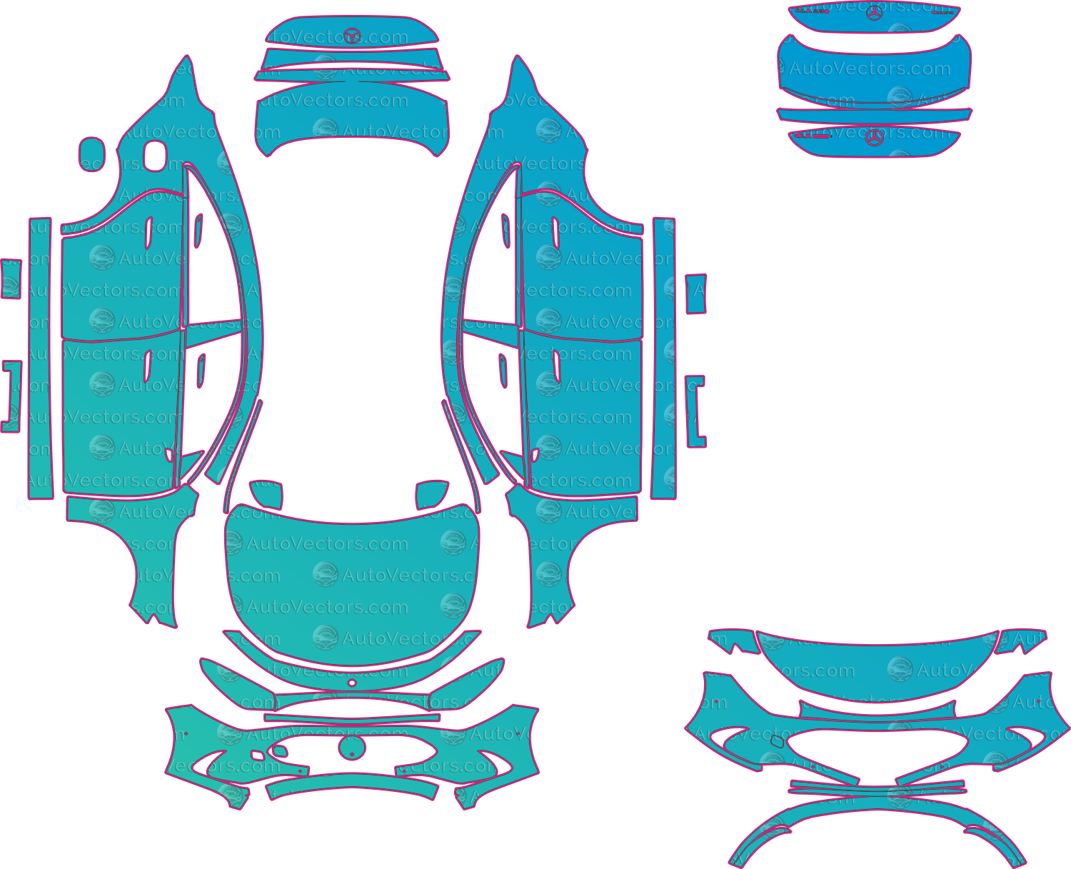 Mercedes-Benz CLA Base (From 2026) Sedan – pre-cut PPF pattern templates, instant digital download vector cut files (CDR, AI, PDF, SVG)