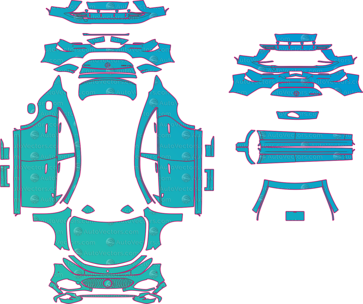Mercedes-Benz CLA CLA350-AMG Line (From 2026) Sedan – pre-cut PPF pattern templates, instant digital download vector cut files (CDR, AI, PDF, SVG)