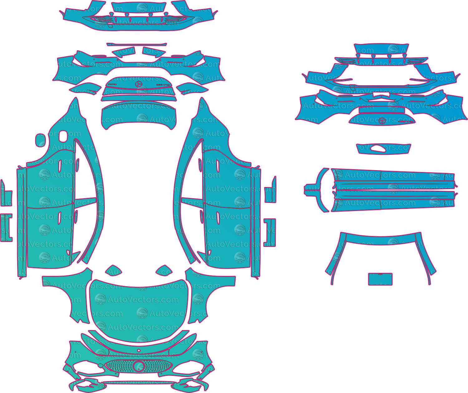 Mercedes-Benz CLA CLA350-AMG Line (From 2026) Sedan – pre-cut PPF pattern templates, instant digital download vector cut files (CDR, AI, PDF, SVG)