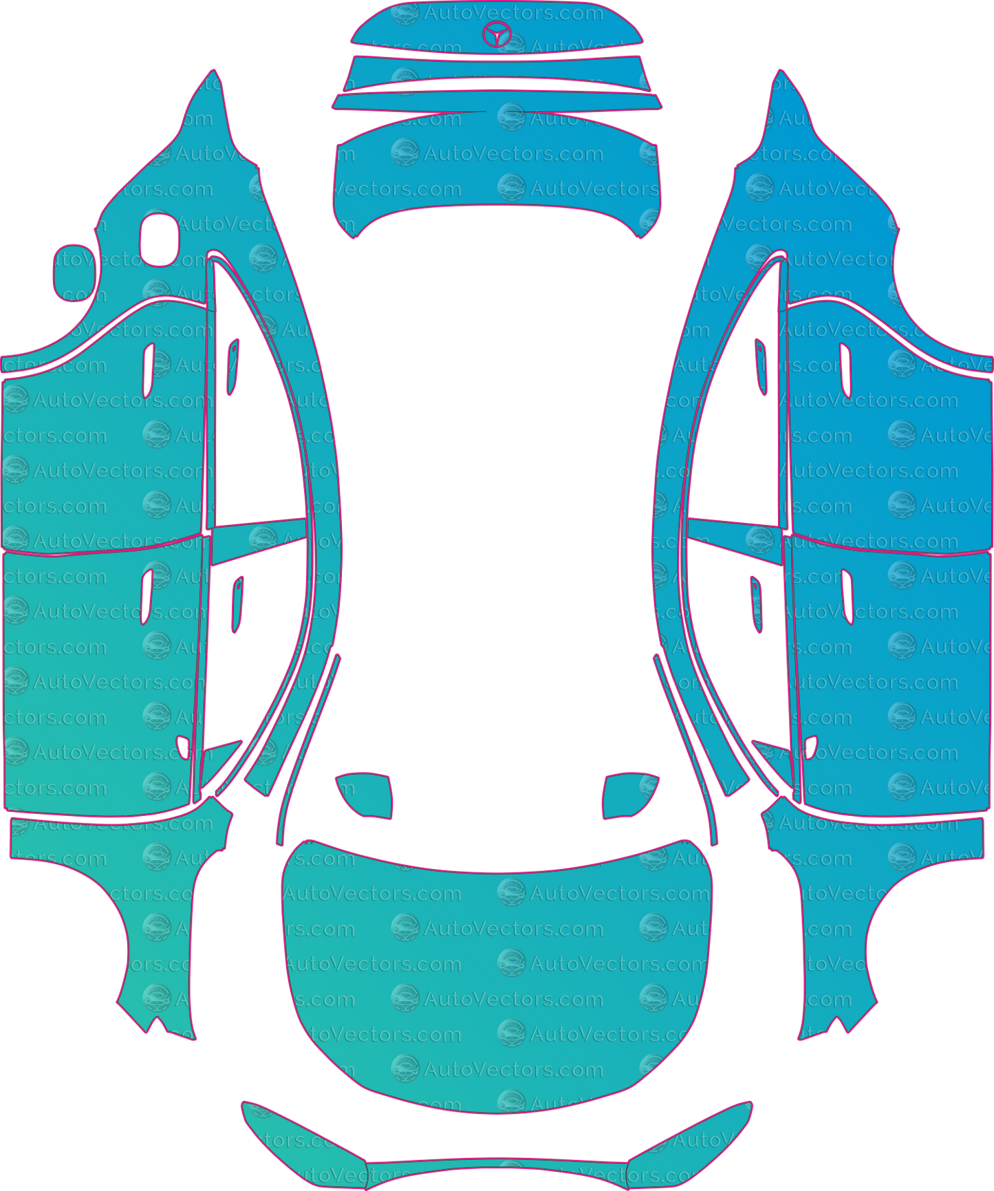 Mercedes-Benz CLA EQ Base (From 2026) Sedan – pre-cut PPF pattern templates, instant digital download vector cut files (CDR, AI, PDF, SVG)