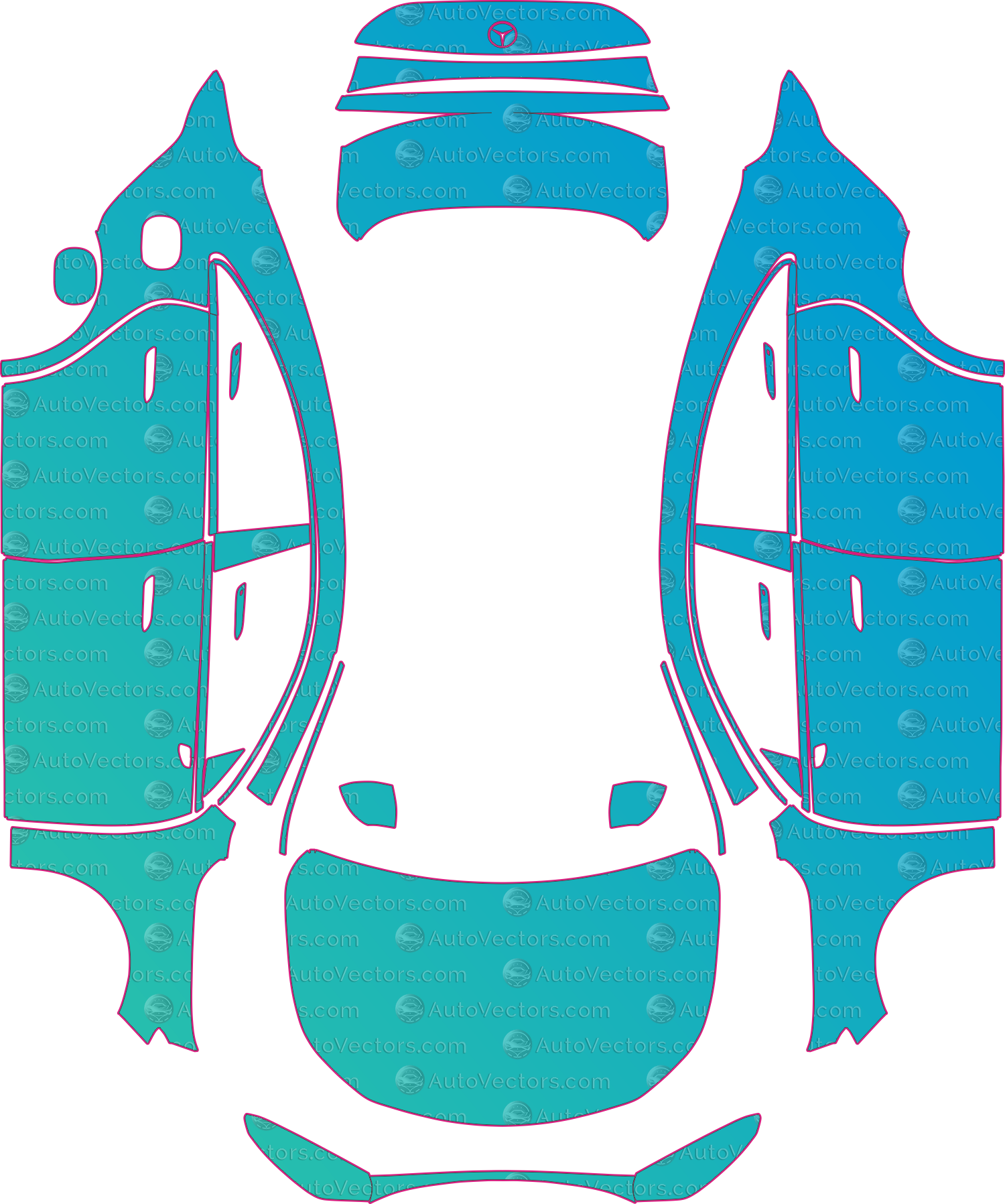Mercedes-Benz CLA EQ Base (From 2026) Sedan – pre-cut PPF pattern templates, instant digital download vector cut files (CDR, AI, PDF, SVG)