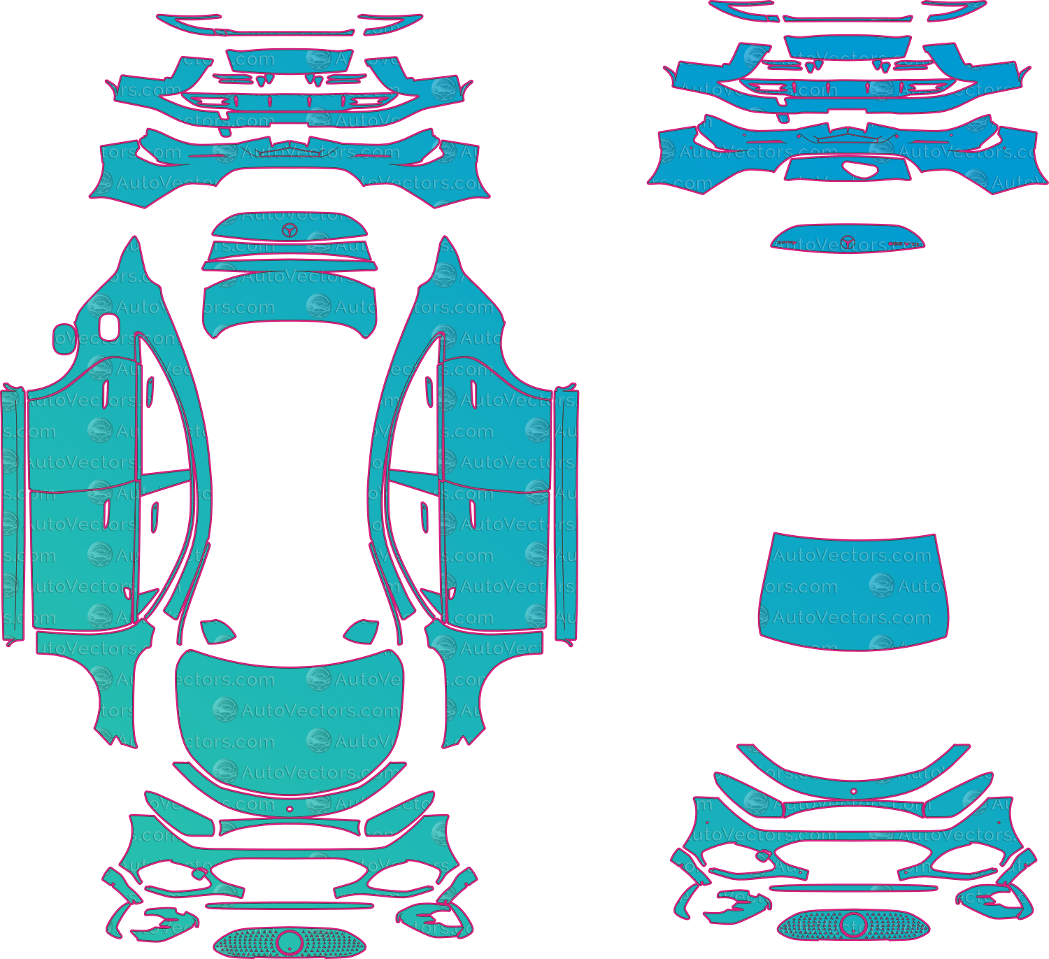Mercedes-Benz CLA EQ C174 AMG LINE (From 2026) Sedan – pre-cut PPF pattern templates, instant digital download vector cut files (CDR, AI, PDF, SVG)